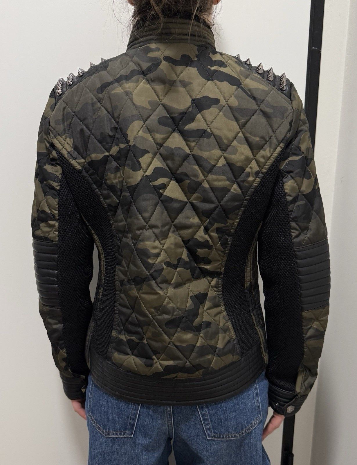 Philipp Plein Philipp Plein Womens Camo Camouflage Jacket Spikes Biker Size L / US 10 / IT 46 - 9 Thumbnail