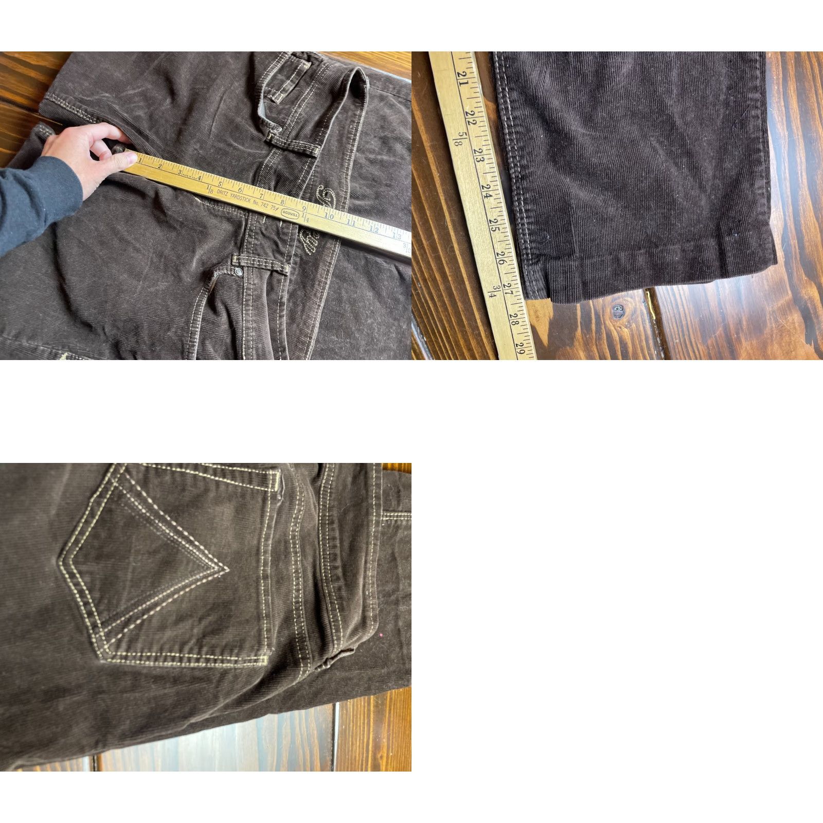 Vintage Riley by Delia's Corduroy Pants Women's 13/14 Long Brown Hemmed to 27.5in Jeans, Corduroy, 27.5in Inseam, Regular Rise, Brown, 13/14, Womens Size 34" / US 12 / IT 48 - 8 Thumbnail