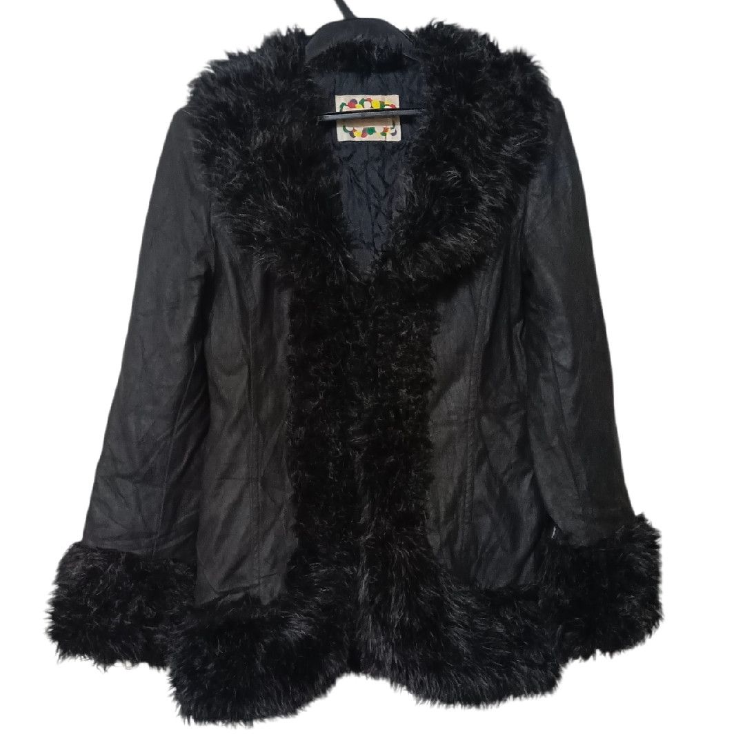 14th Addiction JAPANESE FAUX FUR GOTHIC LEATHER JACKET PUNK Size US S / EU 44-46 / 1 - 2 Thumbnail