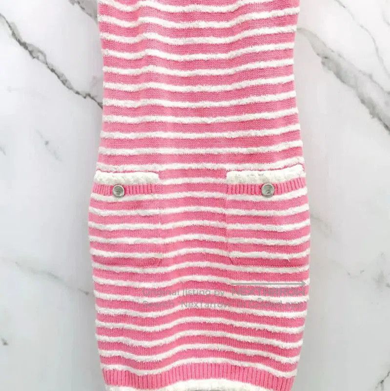 Chanel Chanel Pink Striped Wool Blend Dress . Size S / US 4 / IT 40 - 3 Thumbnail