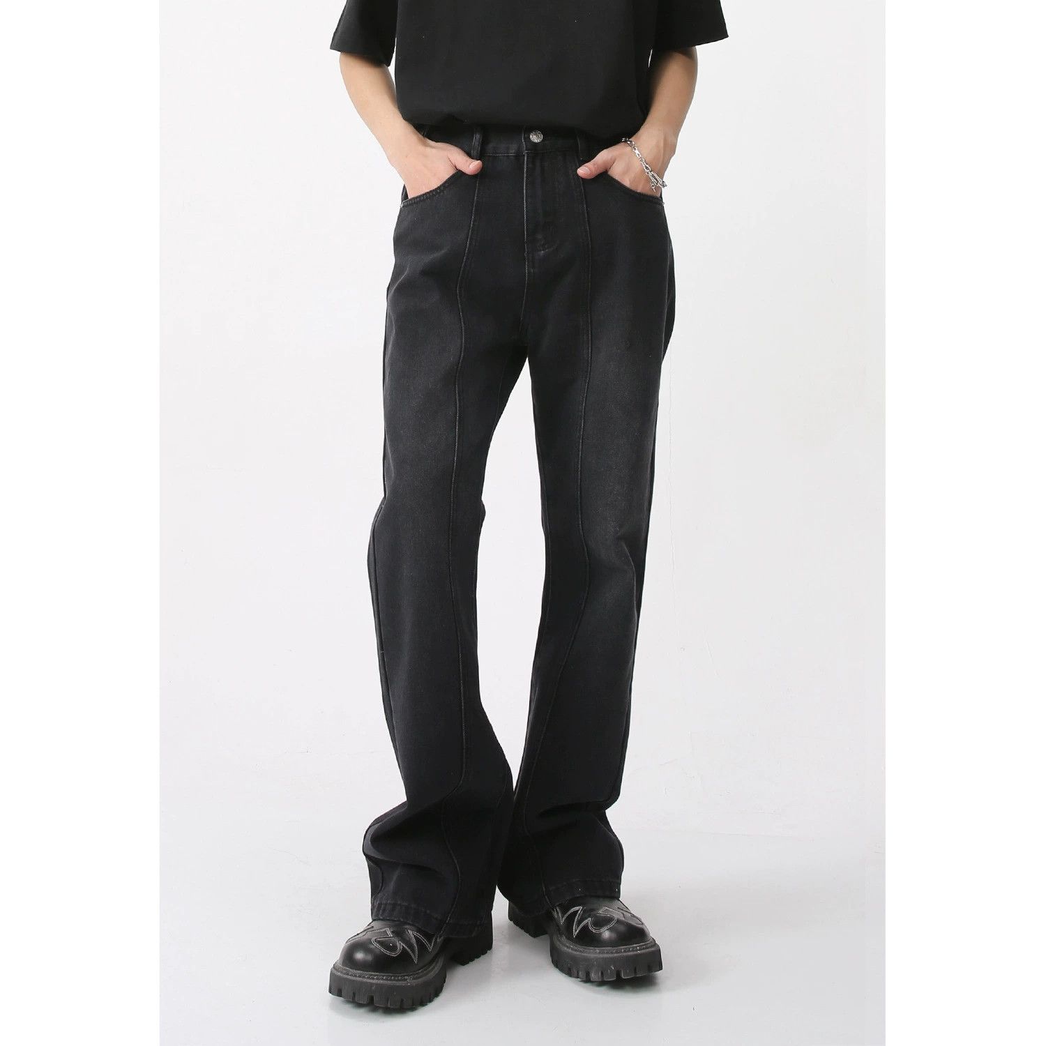 Jean Japanese retro distressed elastic waist casual jeans Size US 32 / EU 48 - 2 Thumbnail