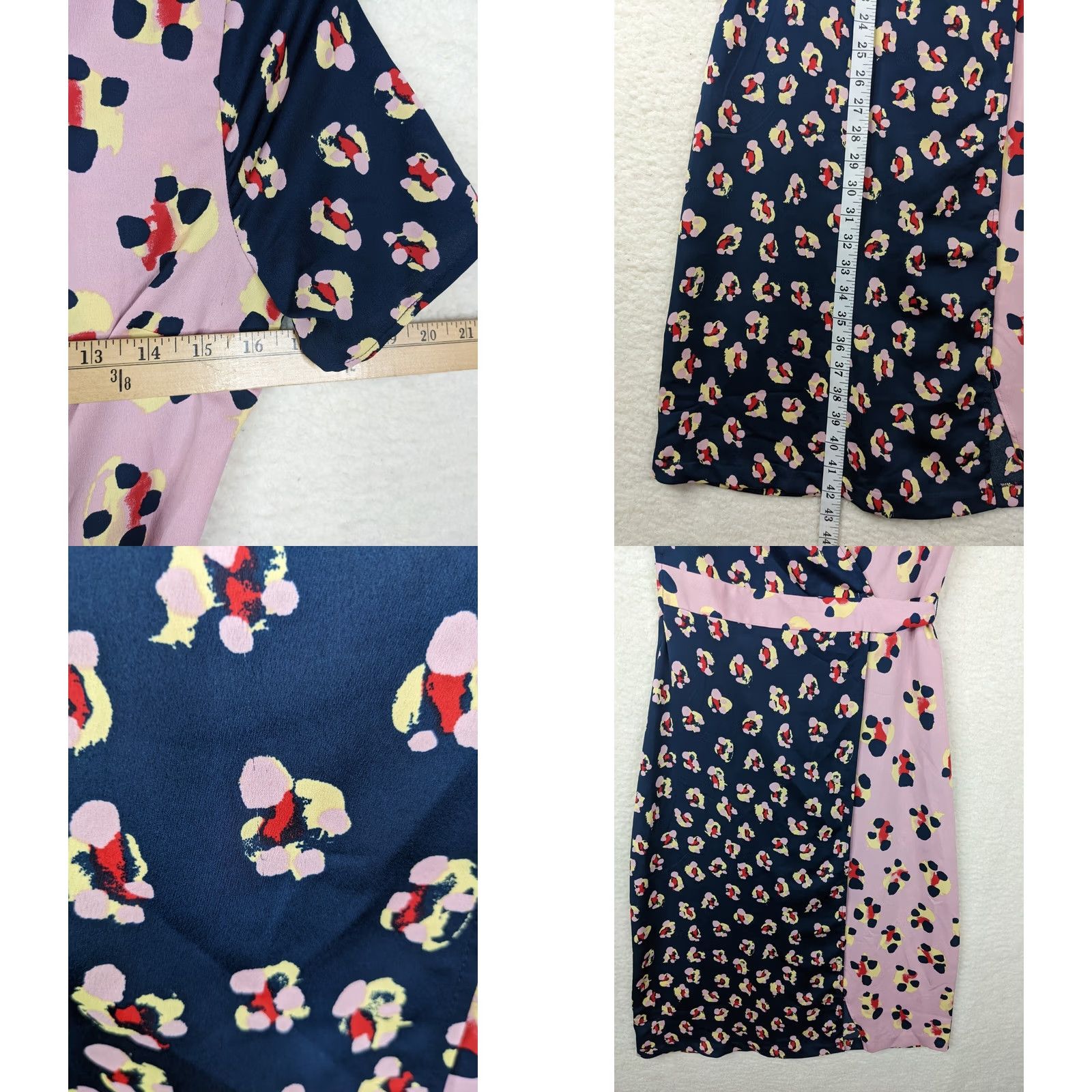 BCBGeneration BCBGeneration Dress Pink Floral Short Sleeve XS V-Neck Wrap A-Line Women's 100% Polyester Knee Length Size 26" / US 2 / IT 38 - 8 Thumbnail