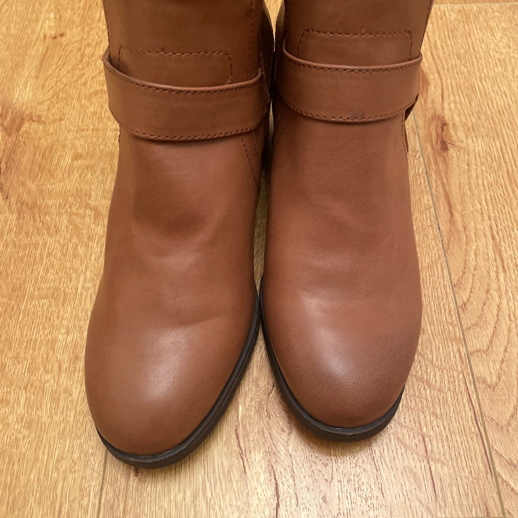 Vintage Rocket Dog Lex Biker Boots Women 9.5 Cognac Leather Effect NWOT Chunky Heel Boots Size US 7 / IT 37 - 3 Thumbnail