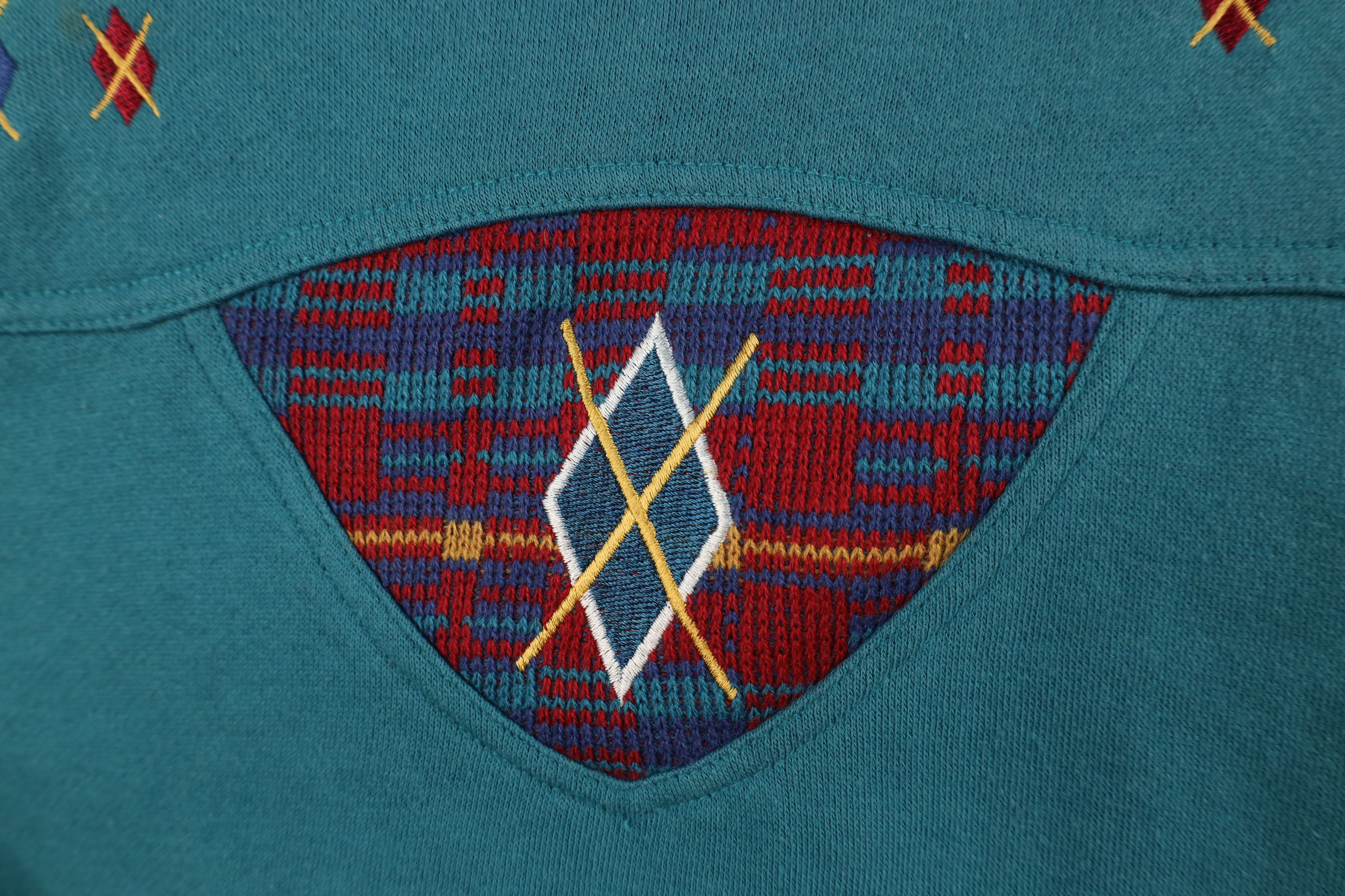 Vintage Vintage 90s Streetwear Argyle Diamond Cropped Sweatshirt Size L / US 10 / IT 46 - 5 Thumbnail