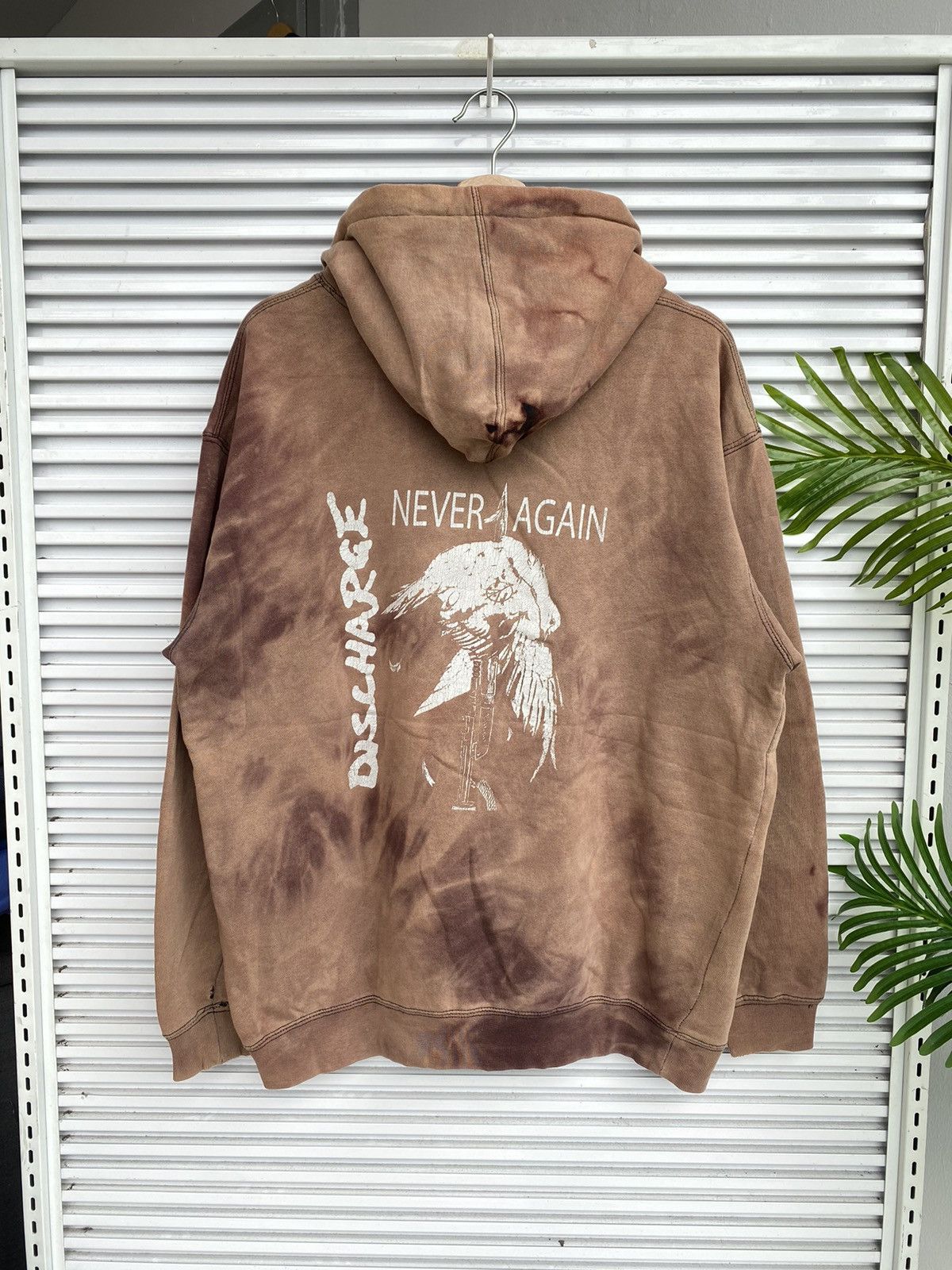 image of Band Tees x Seditionaries Vintage Discharge Never Again Punk Hoodies / Bjork Greenday in Bleached (
