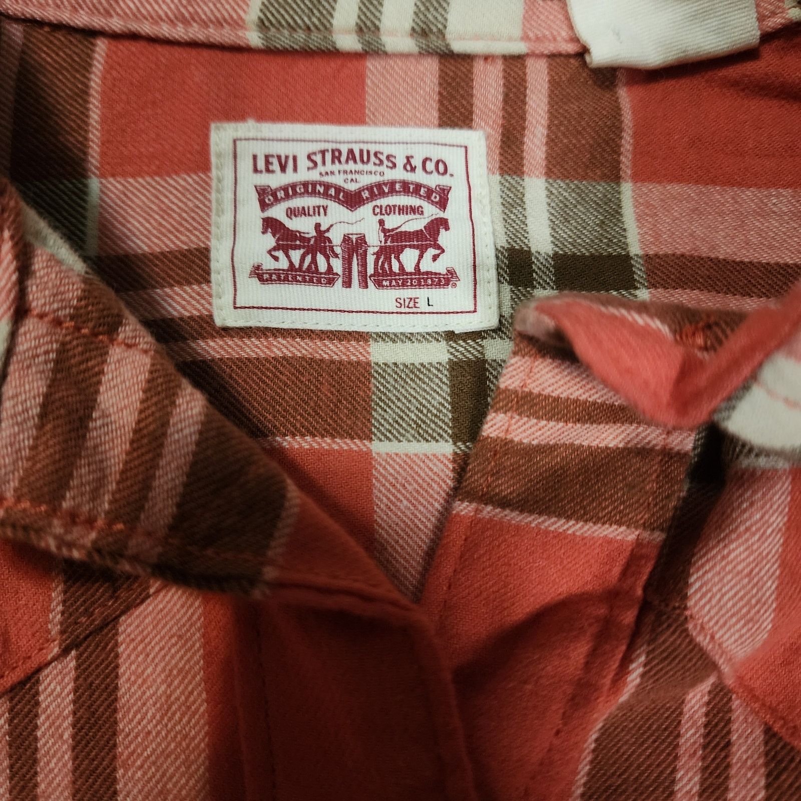 Levi's Levi’s Western Pearl Snap Flannel Women’s size L Plaid 2194 Size L / US 10 / IT 46 - 3 Thumbnail