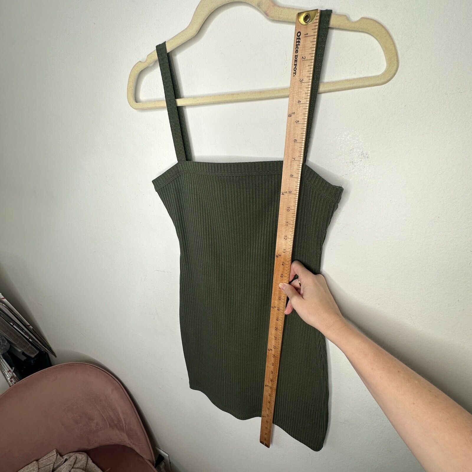 Other Lovers & Friends Olive Square Neck Rib Knit Bodycon Mini S Size S / US 4 / IT 40 - 11 Thumbnail