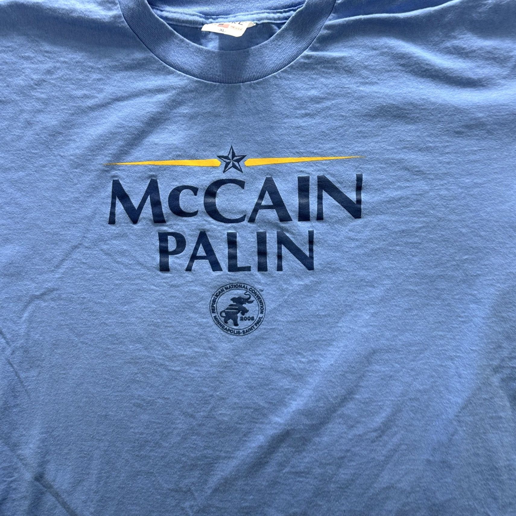 Vintage VINTAGE McCain Palin Shirt Mens XL Blue Republican Convention 2008 Campaign Crew Neck Short Sleeve Graphic Print T-Shirt Mens XL Blue Size US XL / EU 56 / 4 - 4 Thumbnail
