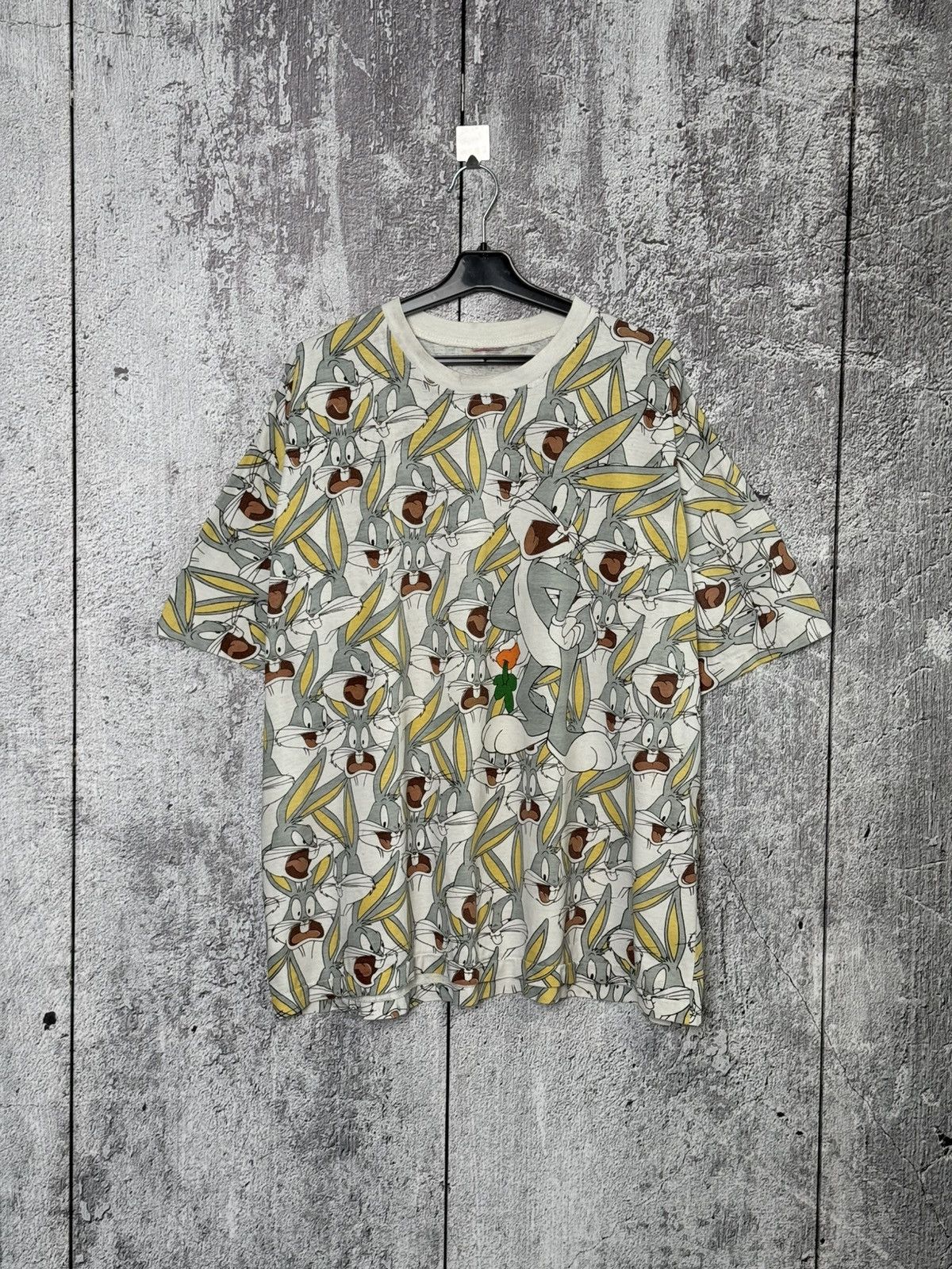 Warner Bros Vintage Bugs Bunny All Over Print T-Shirt Looney Tunes Tee Size US XL / EU 56 / 4 - 1 Thumbnail