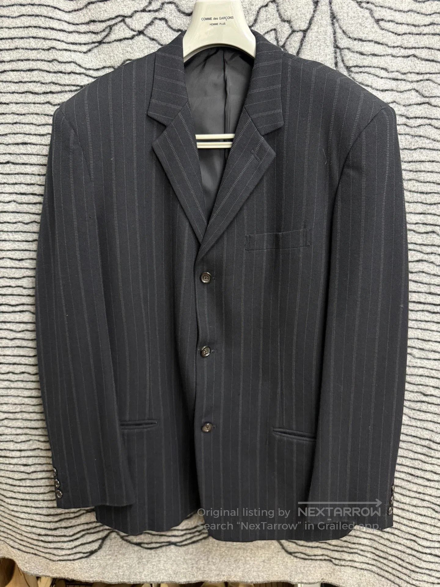 Y's for Men Yohji Yamamoto Y's Men's Thick Wool Striped Loose Suit. Size US L / EU 52-54 / 3 - 1 Thumbnail