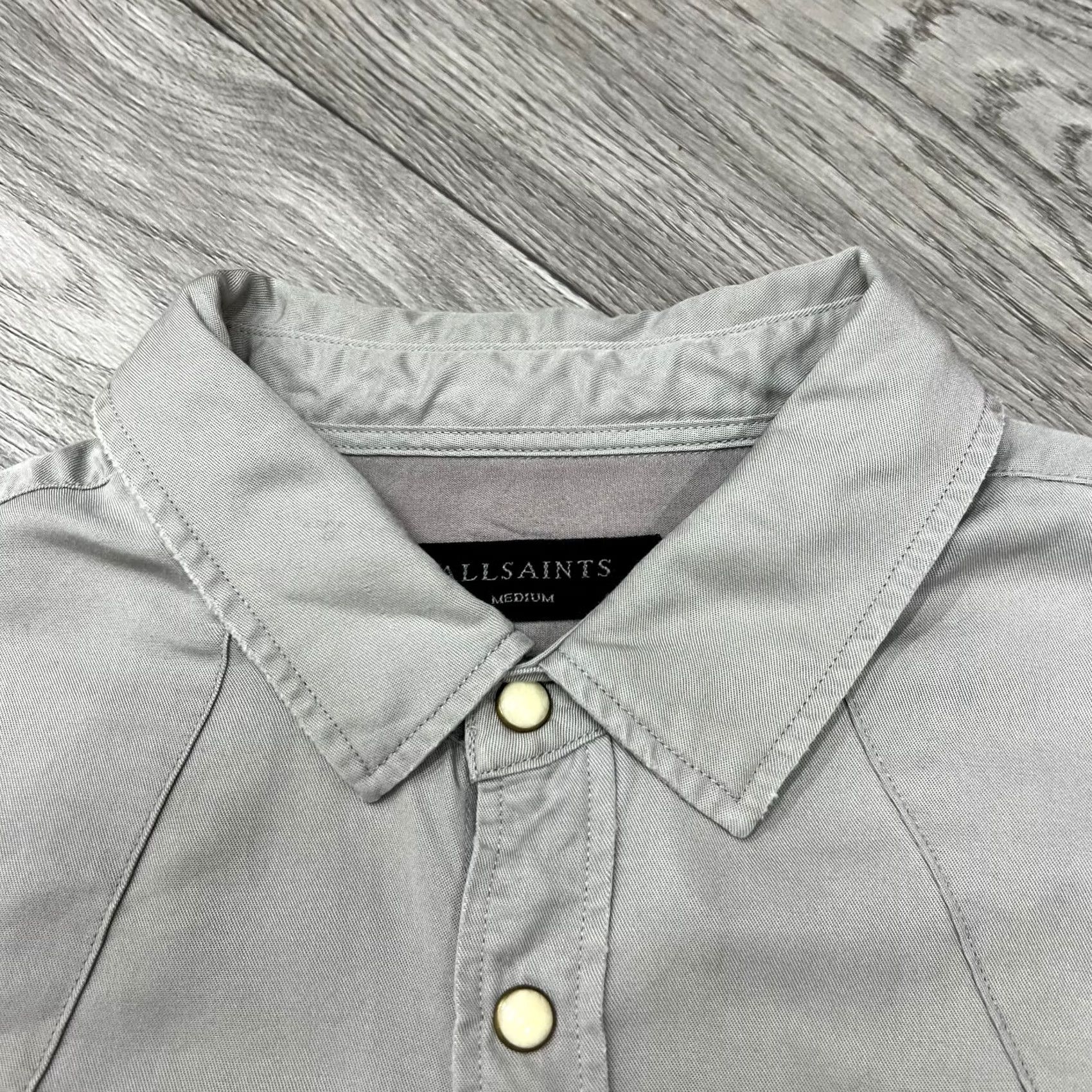 Allsaints AllSaints Stockade Snap Long Sleeve Western Shirt Mens M Gray Western Vintage No Size US M / EU 48-50 / 2 - 2 Thumbnail