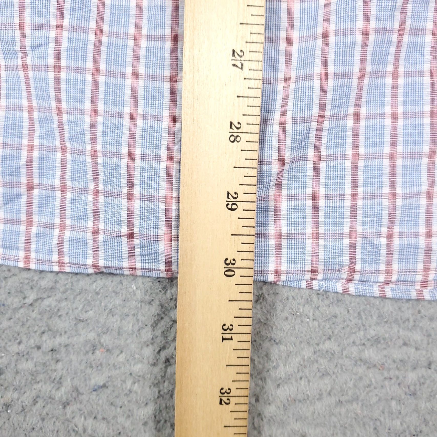 Original Penguin VINTAGE Penguin Shirt Mens 17.5 Blue Red Plaid Dress Button Up Long Sleeve Size 46R - 4 Thumbnail