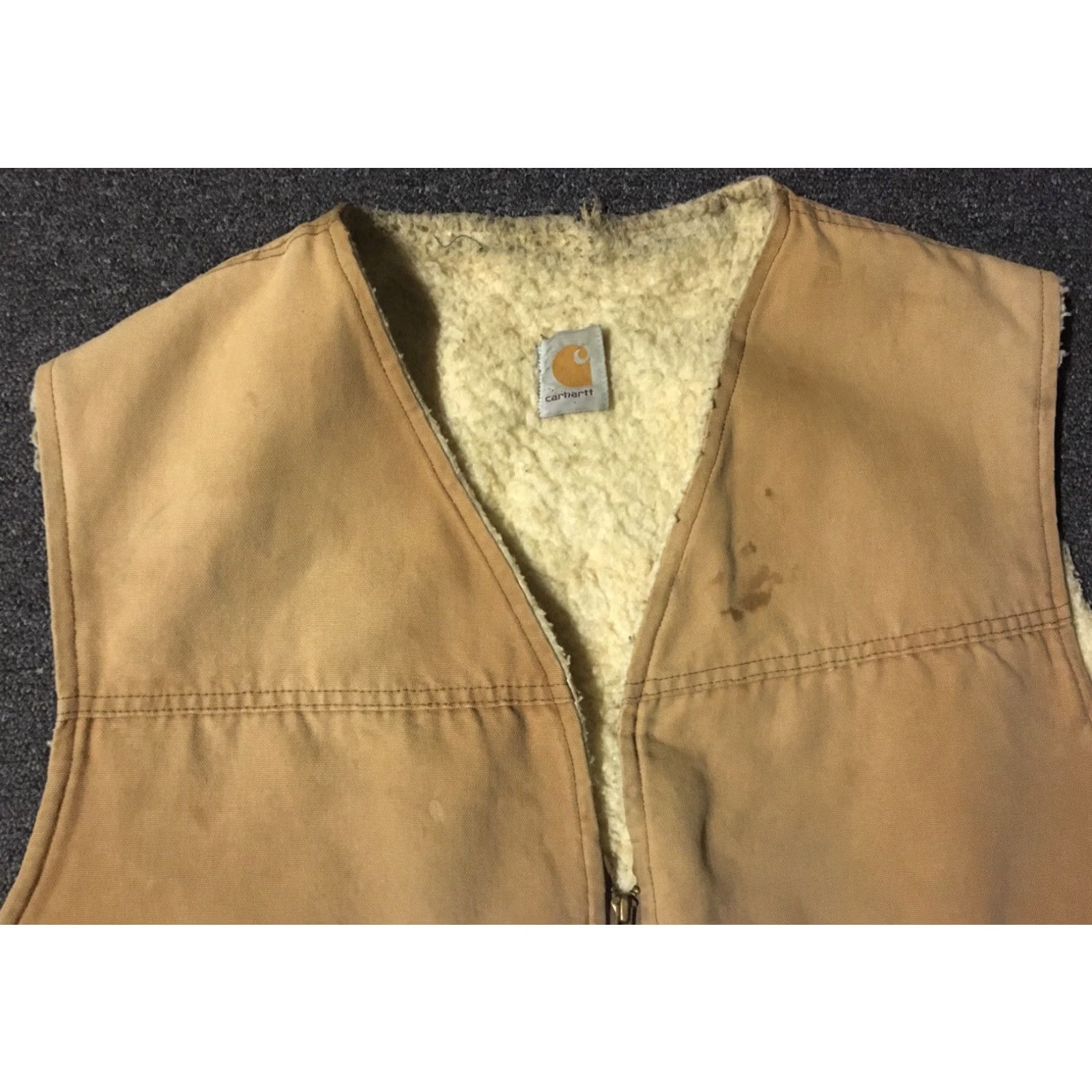 Carhartt Vtg Carhartt Faded Distress Sherpa Lined Vest 3XL USA Beige Carhartt J140 Mens Vest 70s 80s Grunge Biker Punk USA Size US XXL / EU 58 / 5 - 4 Thumbnail