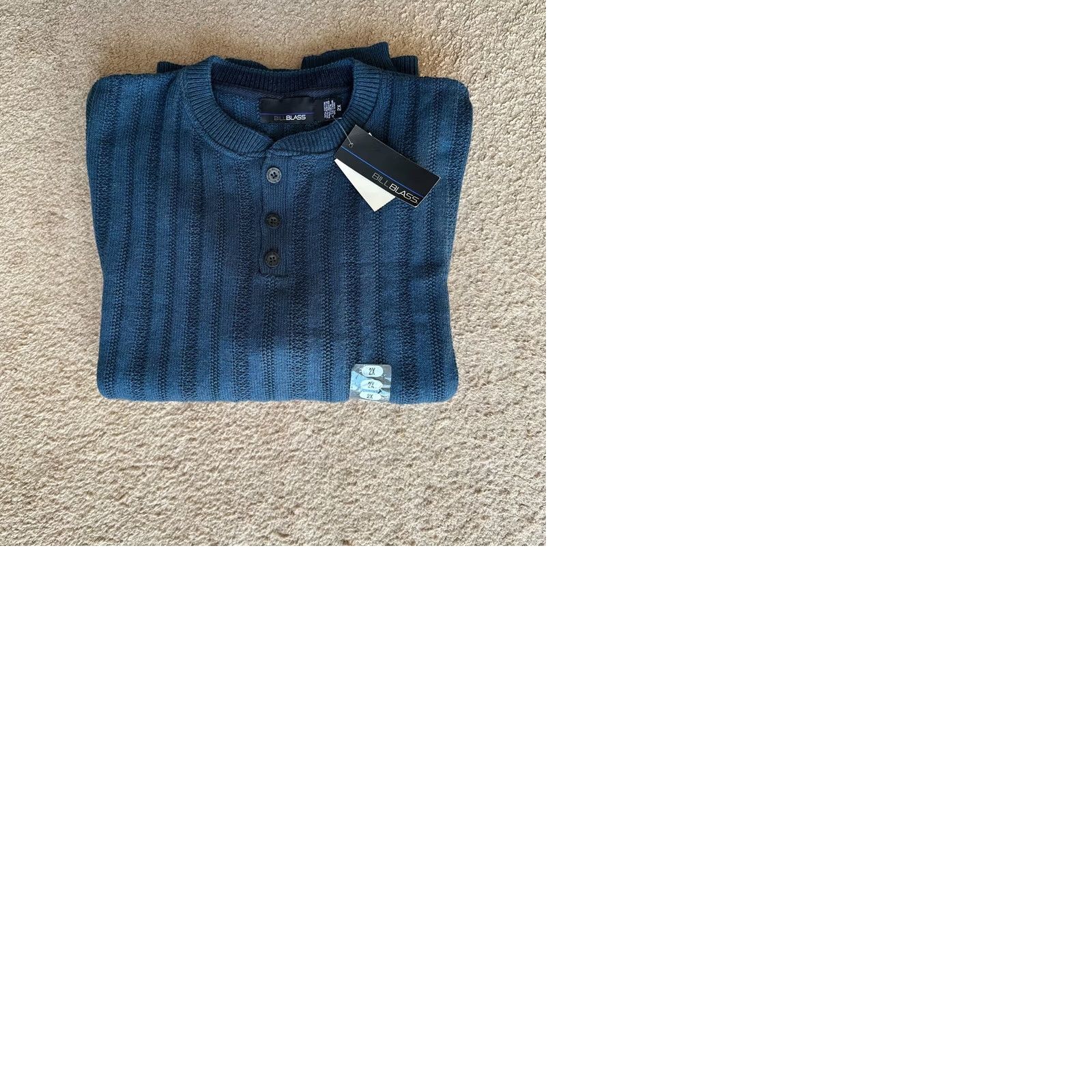 Bill Blass Bill Blass Sweater Womens 2X Henley Long Sleeve Ribbed Blue NWT Cotton Blend Size XXL / US 16-18 / IT 52-54 - 9 Thumbnail