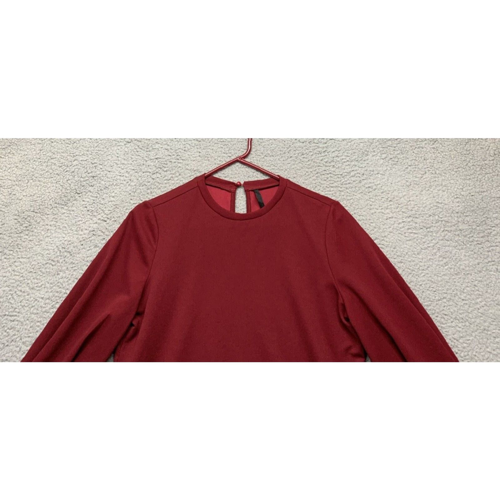 Shein VINTAGE SheIn Blouse 3/4 Sleeve Cropped Top Womens M Burgundy Stretch Shirt Ballon Sleeve Size M / US 6-8 / IT 42-44 - 2 Thumbnail