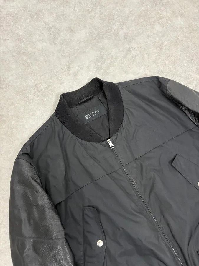 Gucci Gucci Black Leather & Nylon Bomber Jacket Size US M / EU 48-50 / 2 - 5 Thumbnail