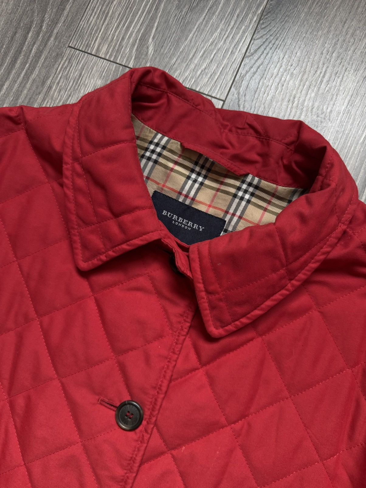 Burberry Burberry Coral Red Checkered Quilted Jacket 44 Size M / US 6-8 / IT 42-44 - 4 Thumbnail