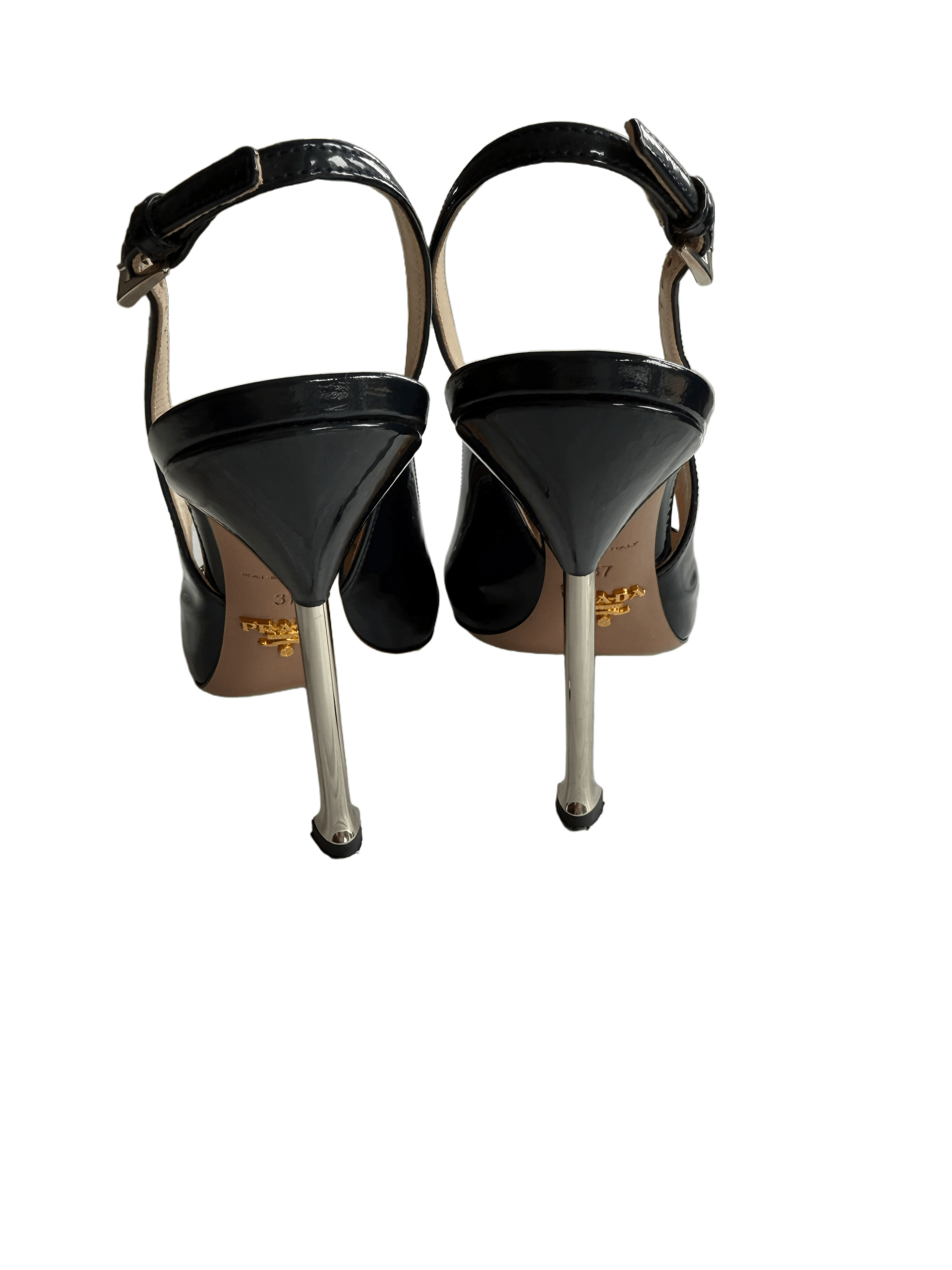 Prada Prada Navi Blue Patent Leather Slingback Pumps, Size 37 (IT) Size US 7 / IT 37 - 3 Thumbnail