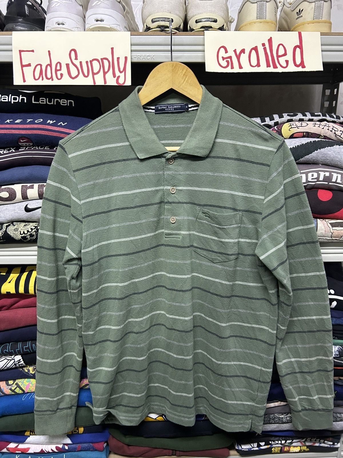Kansai Yamamoto Vintage Kansai Yamamoto Stripe Longsleeves Polos Size US M / EU 48-50 / 2 - 1 Thumbnail