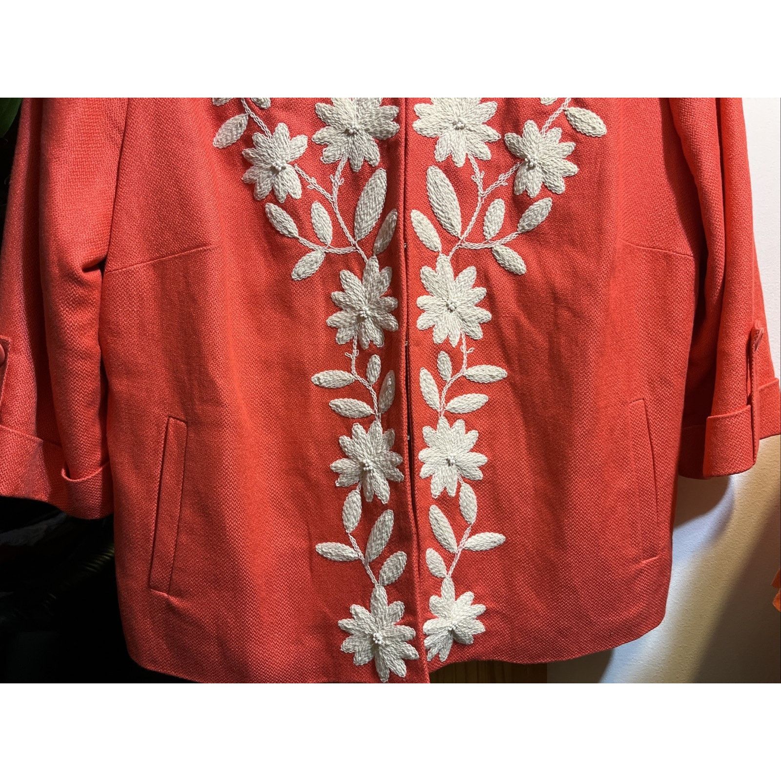 Other PETER NYGARD Womens 16 Red Linen Blend Floral Blazer Size XXL / US 16-18 / IT 52-54 - 5 Thumbnail