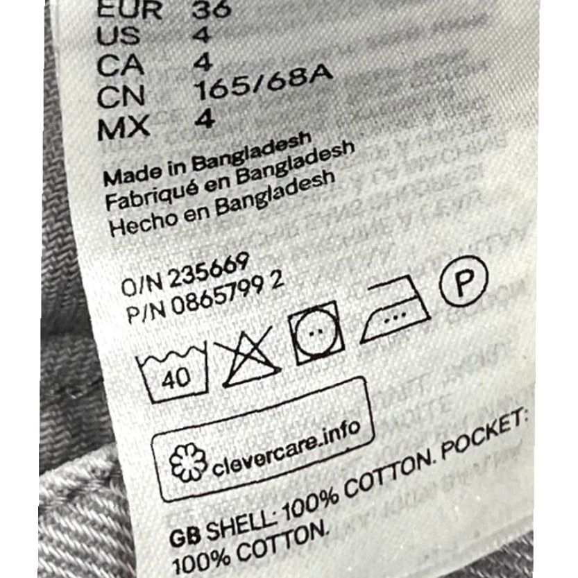 H&M HM High Waist Jeans Women 4 Gray Denim 100% Cotton Casual Minimalist STAIN Jeans Cropped 5-Pocket Regular Belt Loops Zip Adult Womens) Size 27" / US 4 / IT 40 - 5 Thumbnail