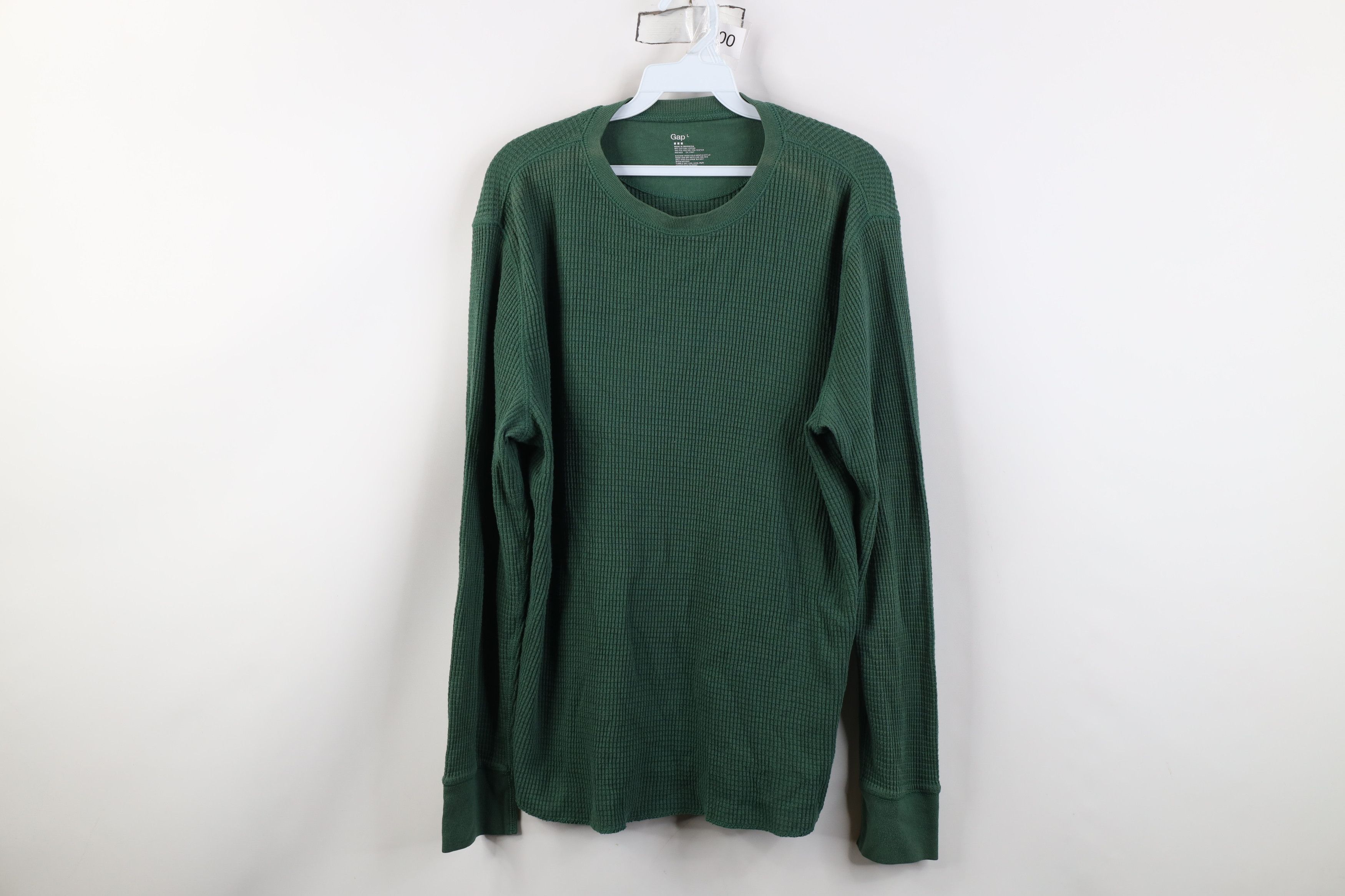 Gap Vintage Y2K Gap Waffle Knit Long Sleeve T-Shirt Green Size US L / EU 52-54 / 3 - 1 Thumbnail