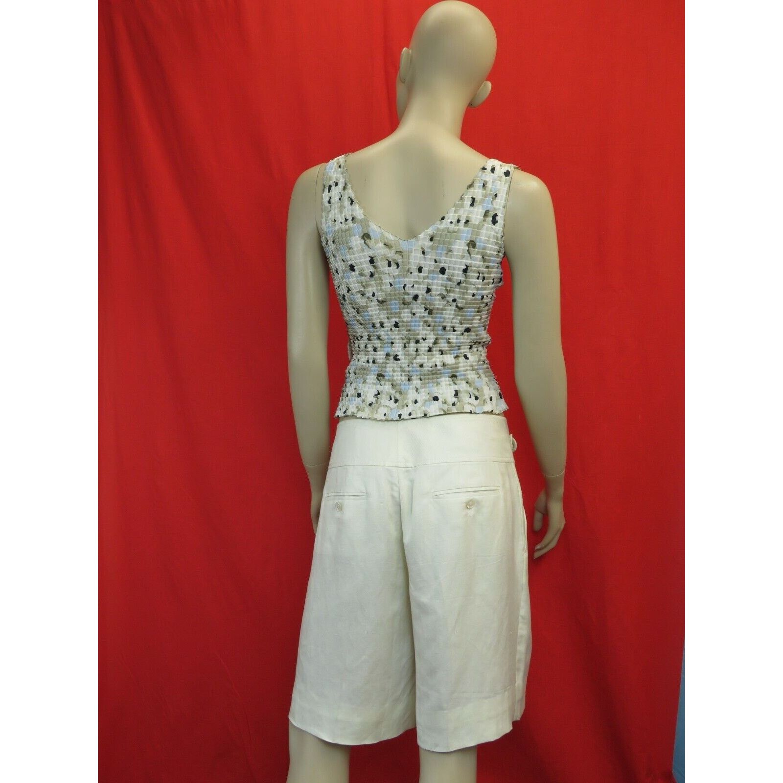 Gucci GUCCI OFF WHITE LINEN BELTED GOLD 2 X BUCKLE SHORTS 42 IT Size 34" / US 12 / IT 48 - 2 Thumbnail