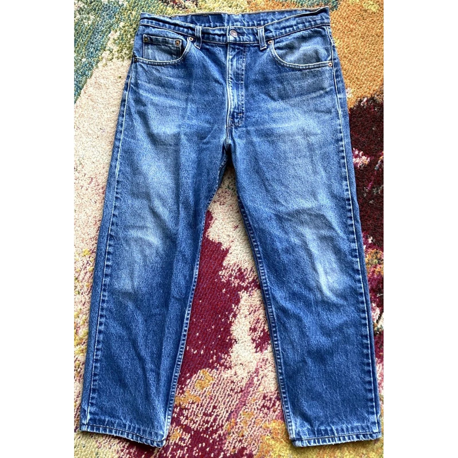 Levi's VINTAGE Levi's 505 Jeans USA Made Mens 32x25 Blue Denim Red Tab Straight Jeans Mens Regular 80s Size US 35 - 2 Thumbnail
