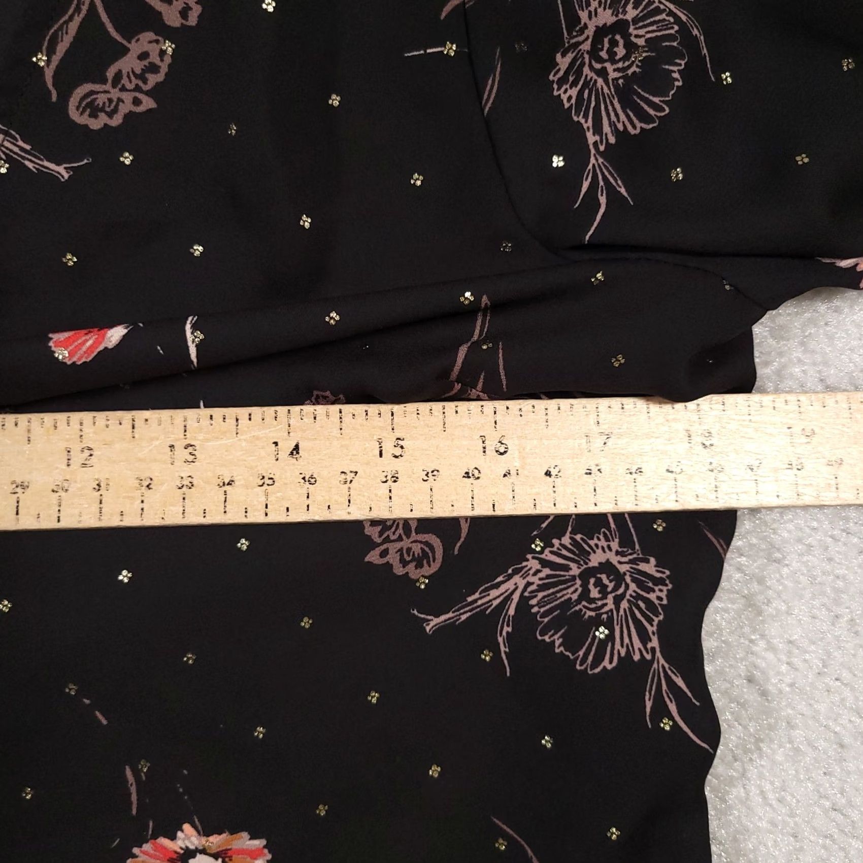 Vintage Maurices Women's XS Black Gold Floral Shirt Long Balloon Sleeves Shimmer Sheer Size XS / US 0-2 / IT 36-38 - 7 Thumbnail