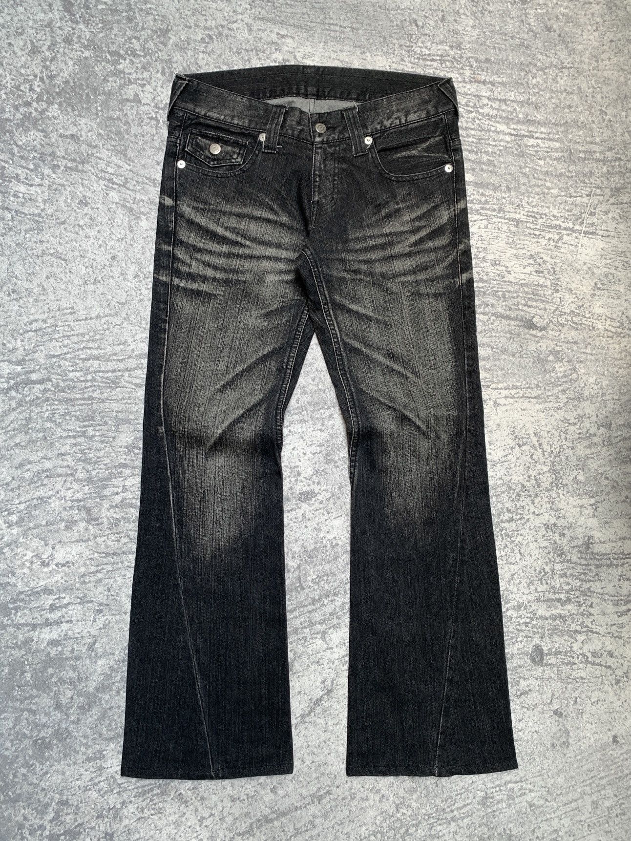 Tornado Mart Faded Black Low Rise Flared Jeans