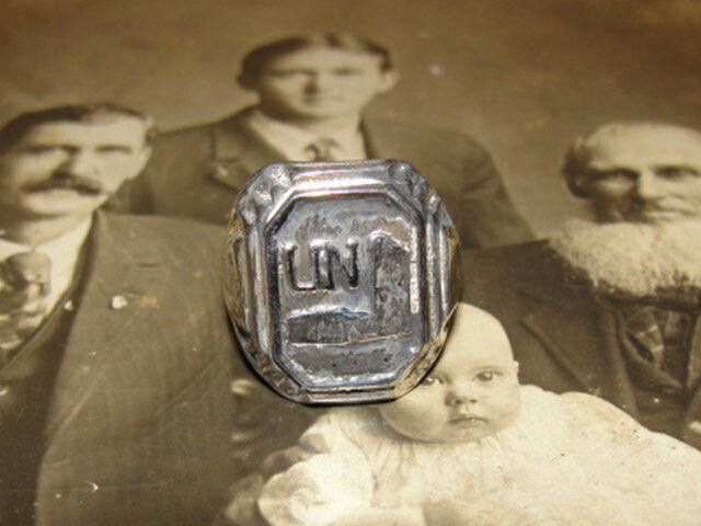 Designer Antiqued Sterling Silver United Nations Ring World War II 2 Size ONE SIZE - 1 Thumbnail