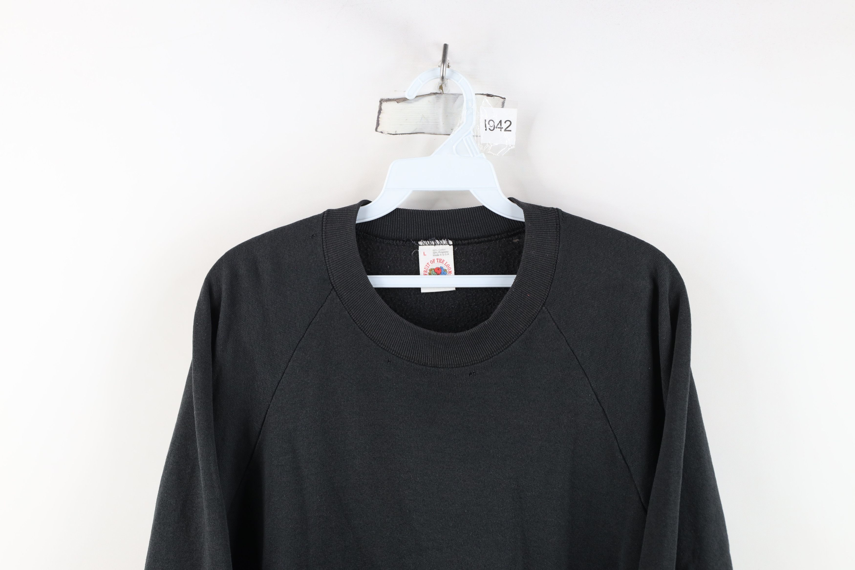 Vintage Vintage 90s Streetwear Blank Crewneck Sweatshirt Black USA Size US L / EU 52-54 / 3 - 2 Thumbnail