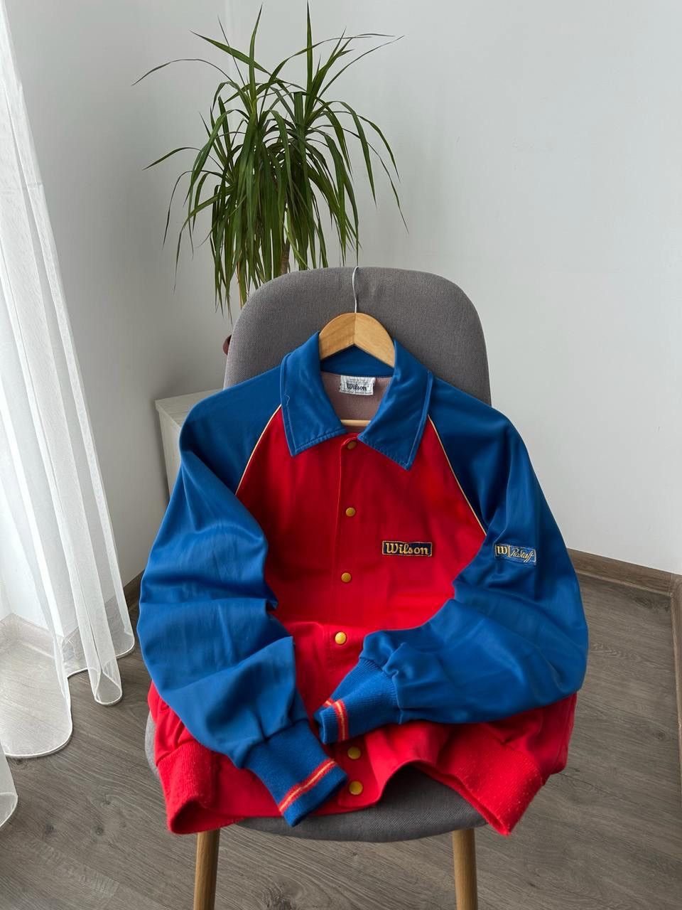 Vintage Japanese Wilson Tennis Wear Buttons Blue Hoodie Polo