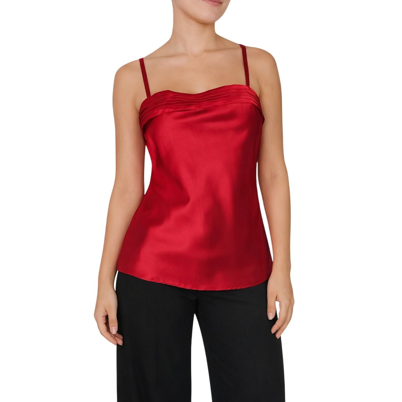 Vintage Y2k Cato Red Satin Cami Top Small Spaghetti Strap Camisole Size S / US 4 / IT 40 - 1 Thumbnail