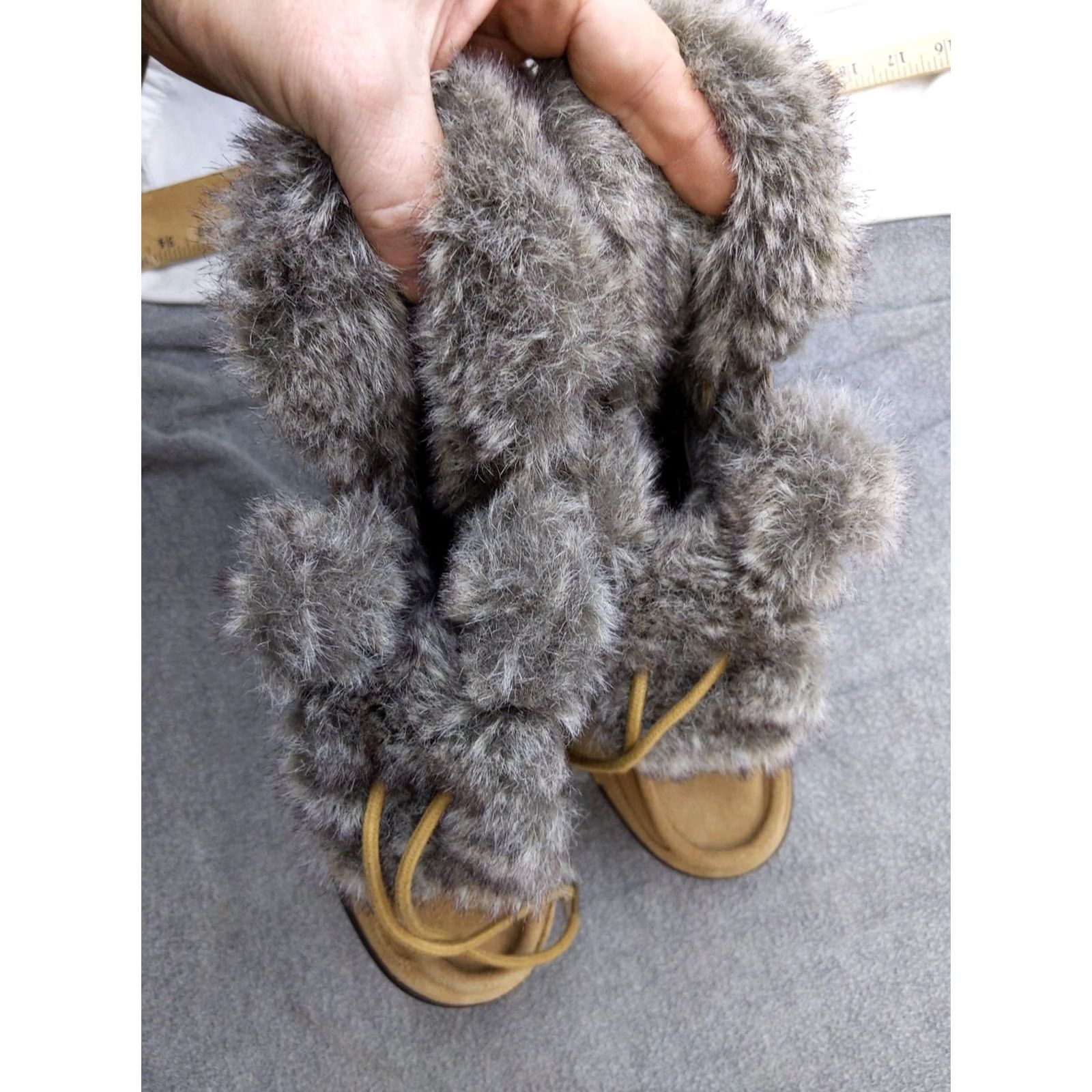 Lands' End Lands' End Snow Boots Womens Size 8 B 38.5 Brown Suede Faux Fur Ankle Winter Shoes Boot Size US 8 / IT 38 - 4 Thumbnail