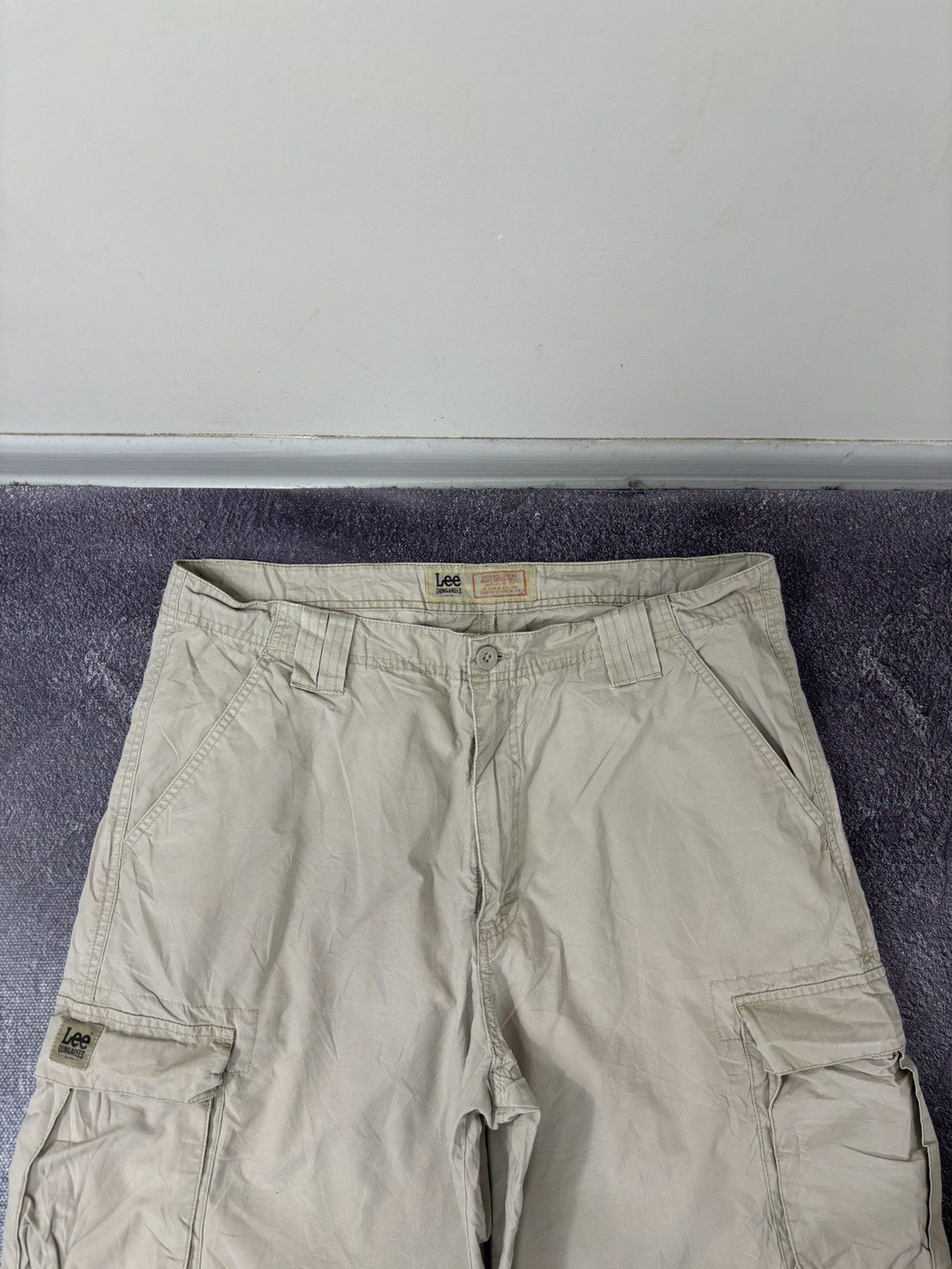 Lee Vintage Lee Dungarees Y2K Beige Work Hype Baggy Cargo Shorts Size US 36 / EU 52 - 6 Thumbnail