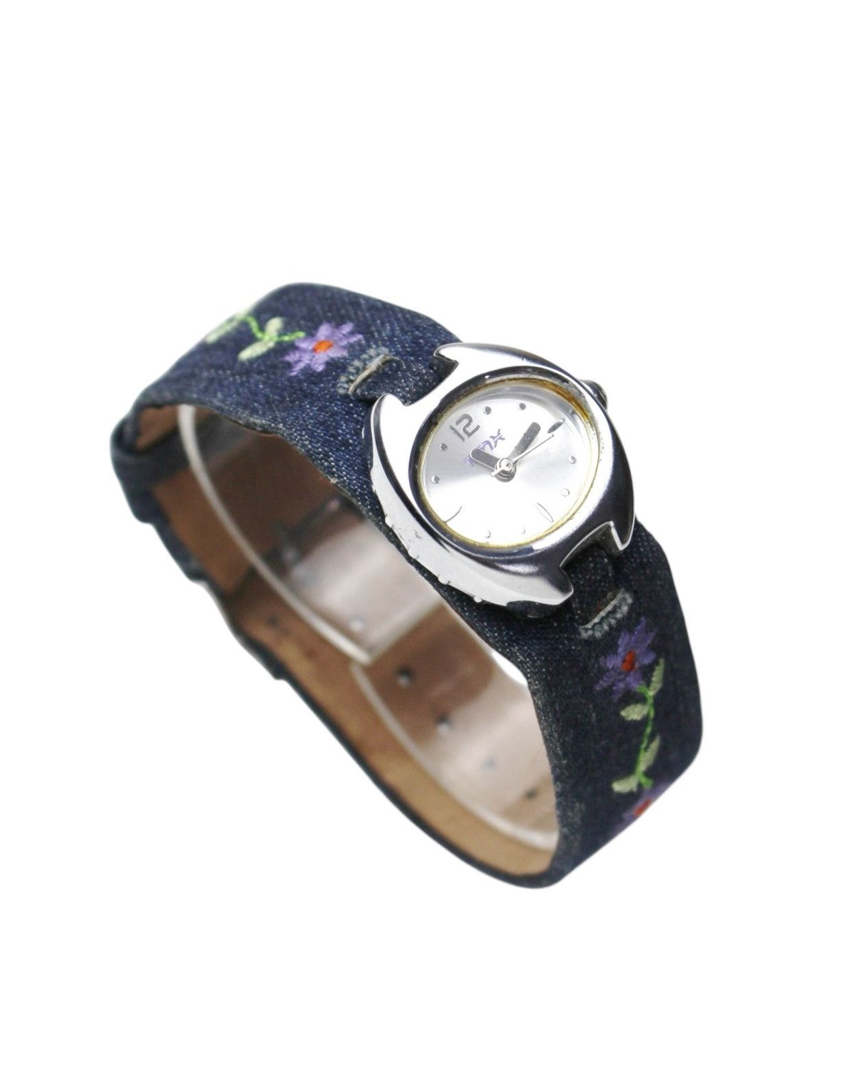 Vintage 2000S TMX JAPAN EMBROIDERED FLOWERS W DENIM BAND WATCH Size ONE SIZE - 3 Thumbnail