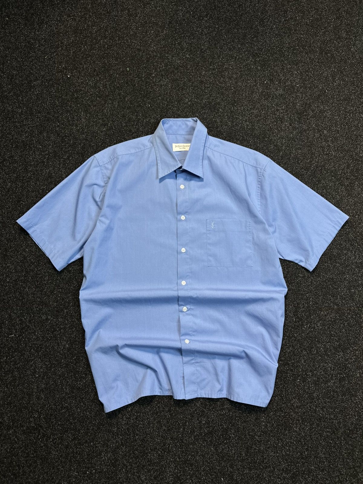 Yves Saint Laurent Yves Saint Laurent Short Sleeve Shirt – Blue – Size L Size US L / EU 52-54 / 3 - 2 Thumbnail