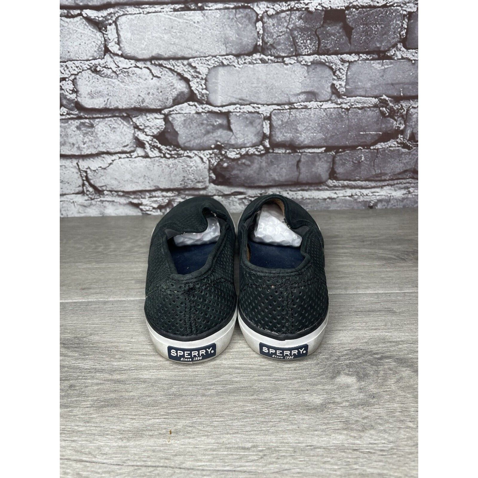 Sperry Sperry Seaside Perforated Black Suede Leather Slip On Shoes Size US 8.5 / IT 38.5 - 4 Thumbnail