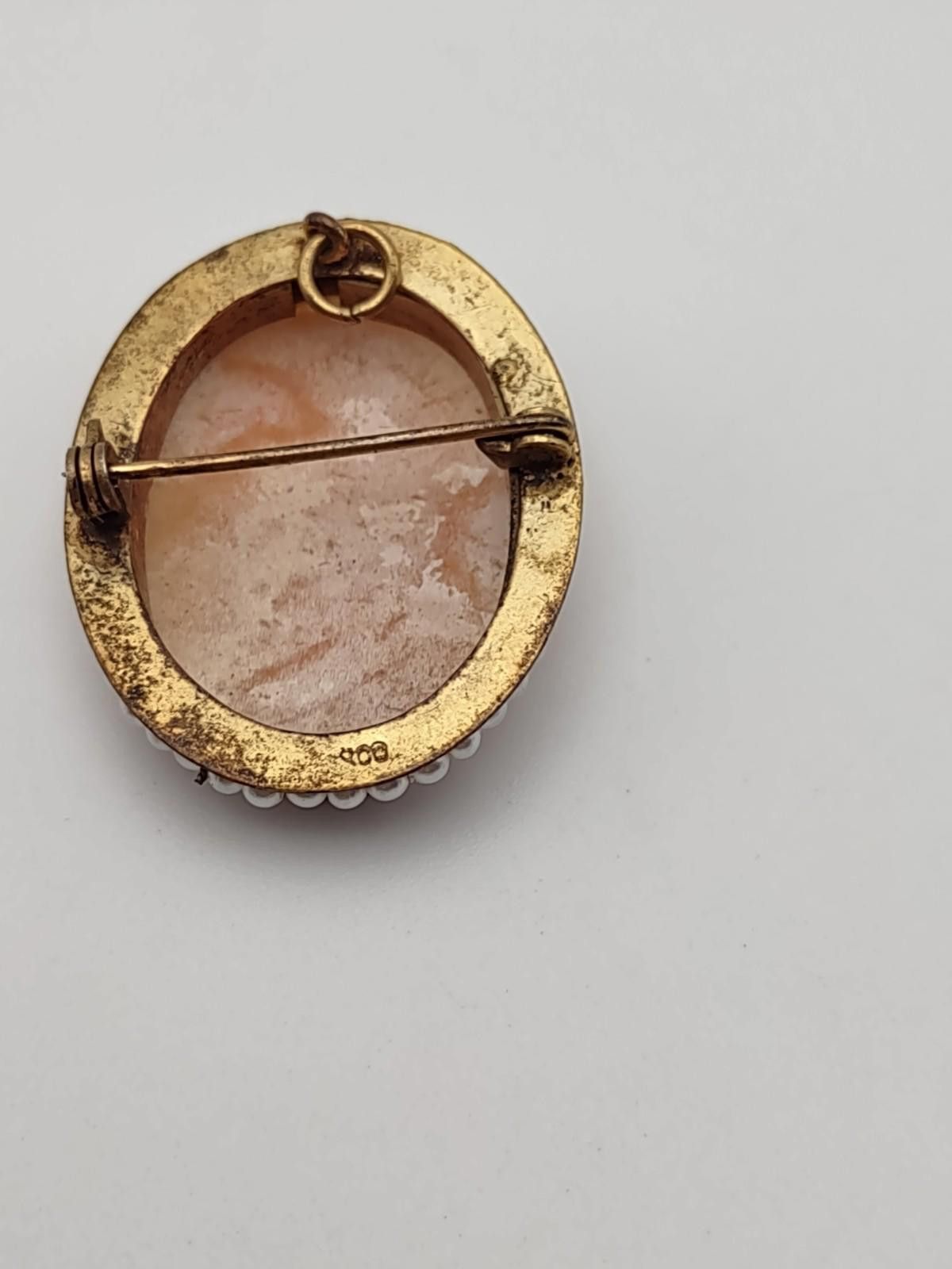 The Unbranded Brand Vtg Italian 800 Silver Shell Cameo Brooch Pendant Seed Pearl Size ONE SIZE - 2 Thumbnail
