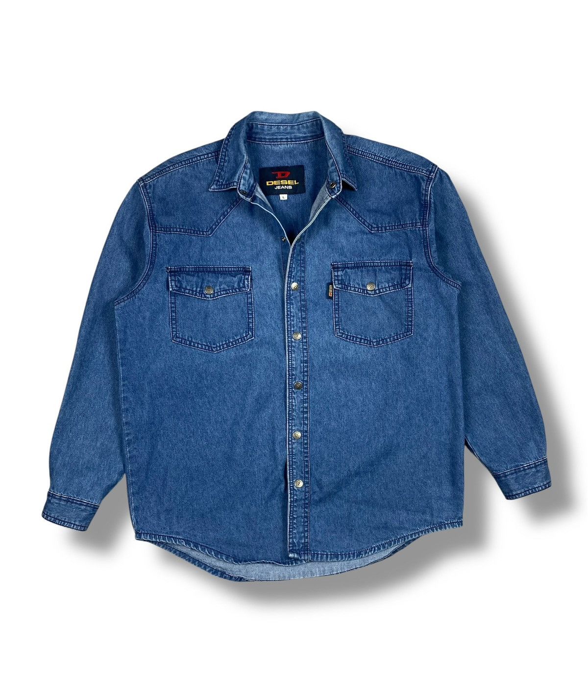 Other Vintage Bootleg Diesel Style Denim Shirt Western Workwear Size US L / EU 52-54 / 3 - 1 Thumbnail
