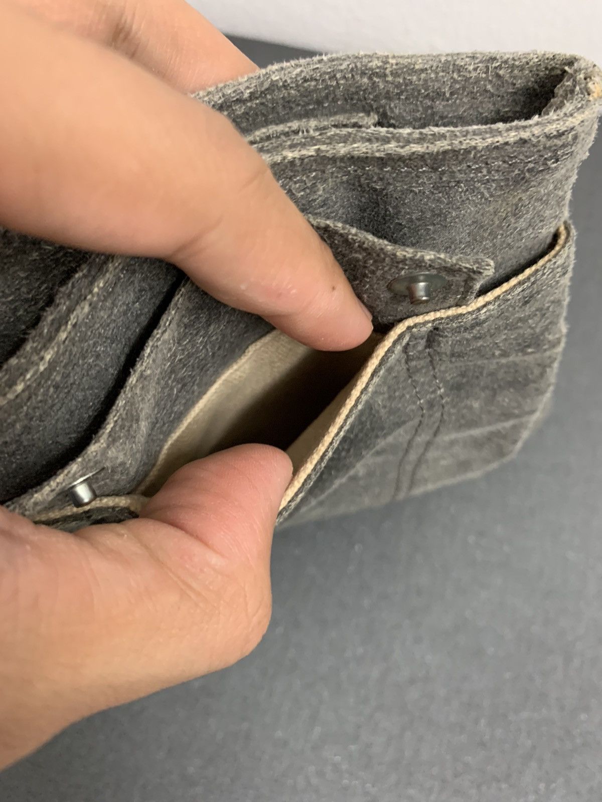 Tete Homme Thrashed Faded Tete Home Suede Leather Sling Bag Crossbory Size ONE SIZE - 7 Thumbnail