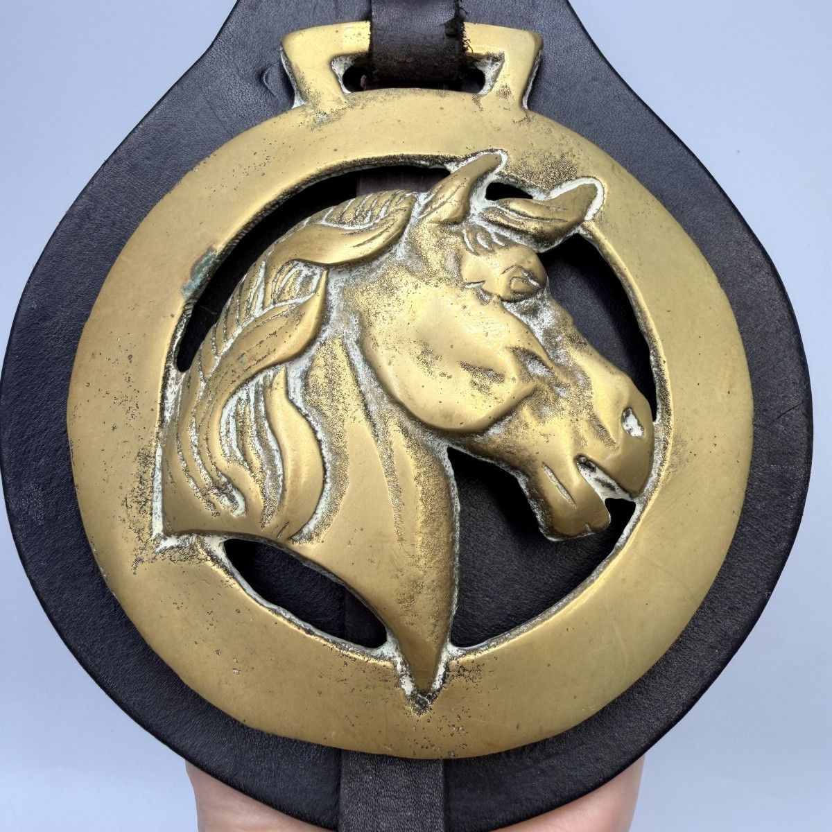 Vintage Vintage Horse Brass Medallion Leather Martingale Horse Head Size ONE SIZE - 8 Thumbnail