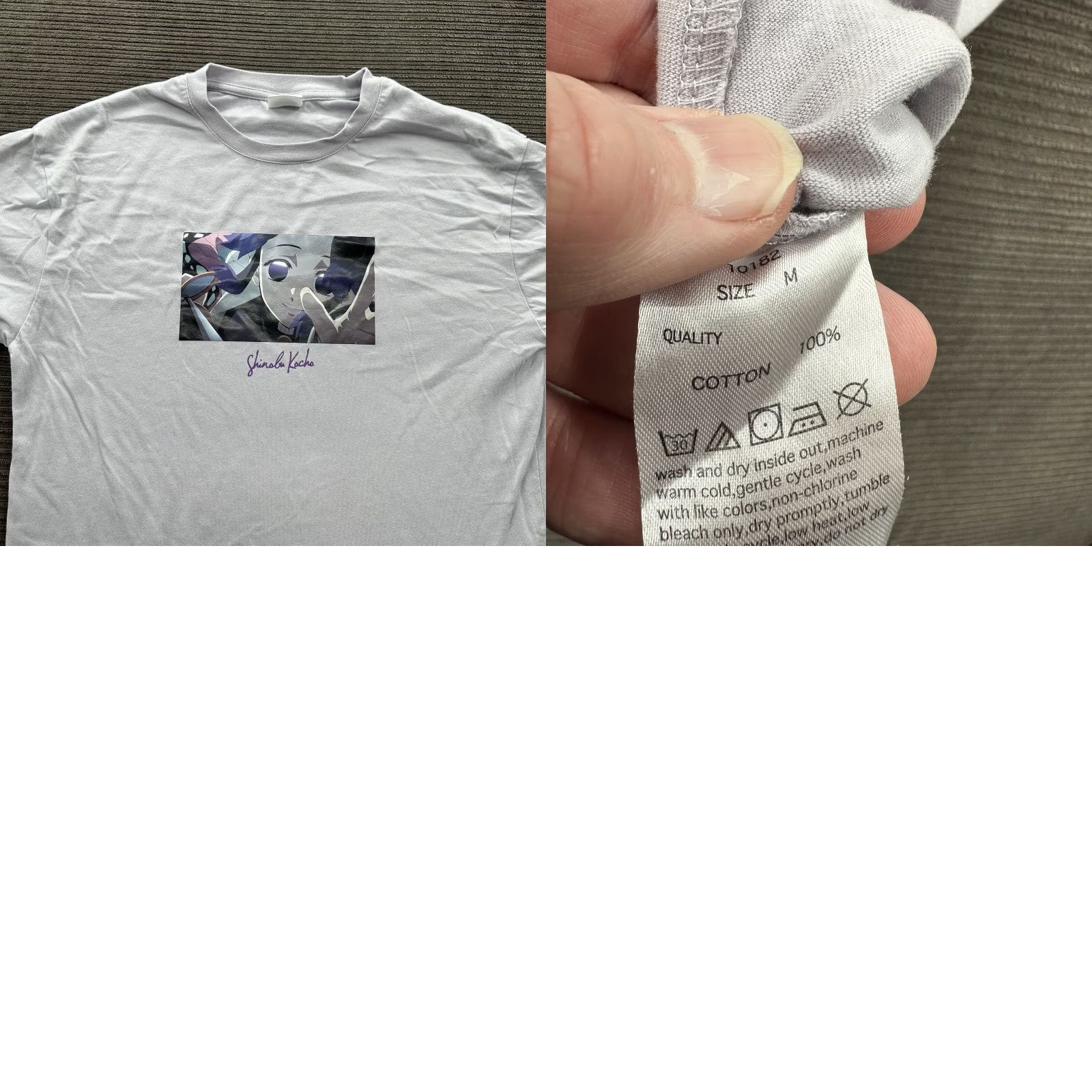 Vintage Honeys Shinobu Kochou T-Shirt Medium Lavender Purple Cotton Logo Movie Version Demon Slayer Mugen Mens Reg. Short Sleeve Crew Neck Size US M / EU 48-50 / 2 - 8 Thumbnail