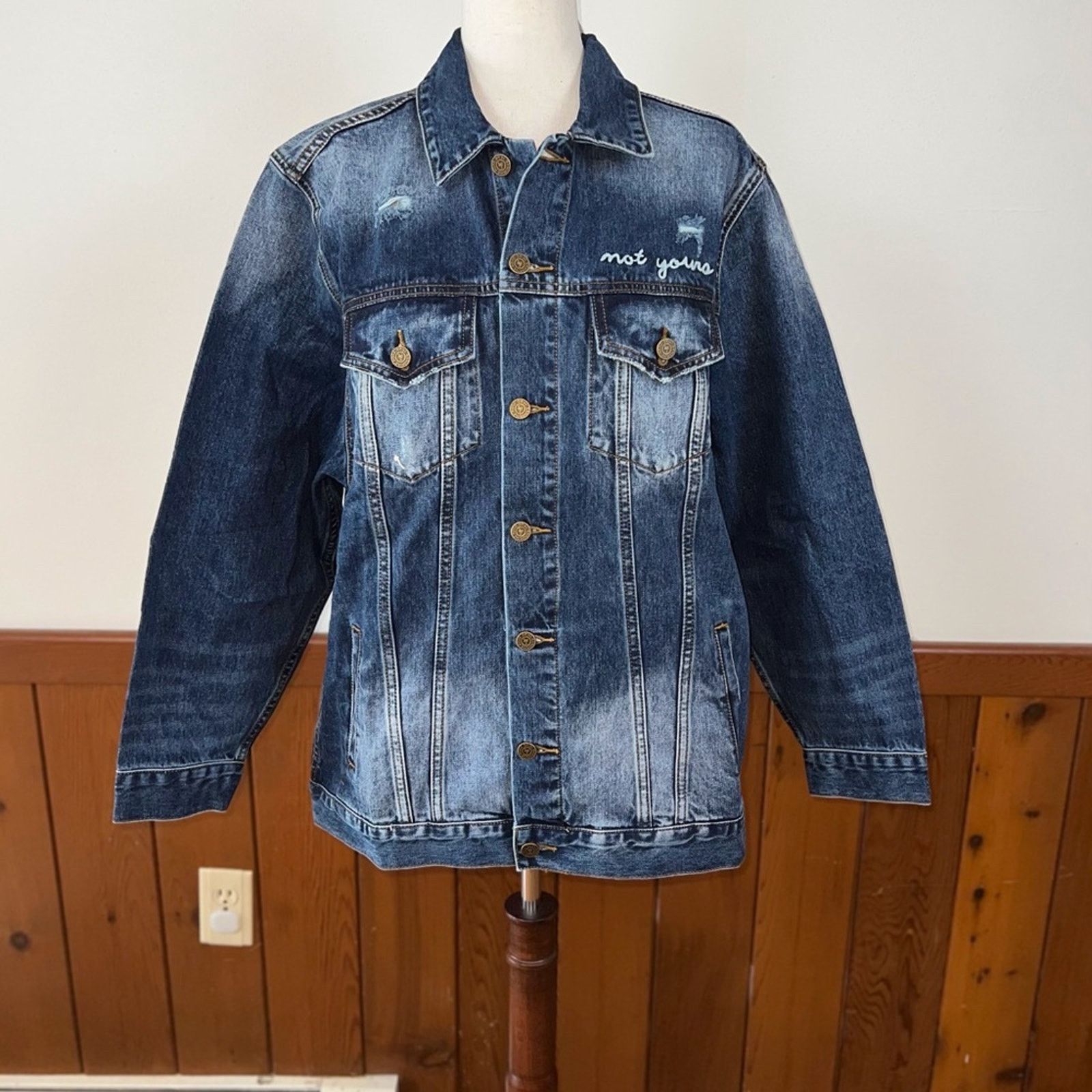 Free People Funky New Free People x Sandrine Rose L’artiste Denim Jacket Size M / US 6-8 / IT 42-44 - 4 Thumbnail