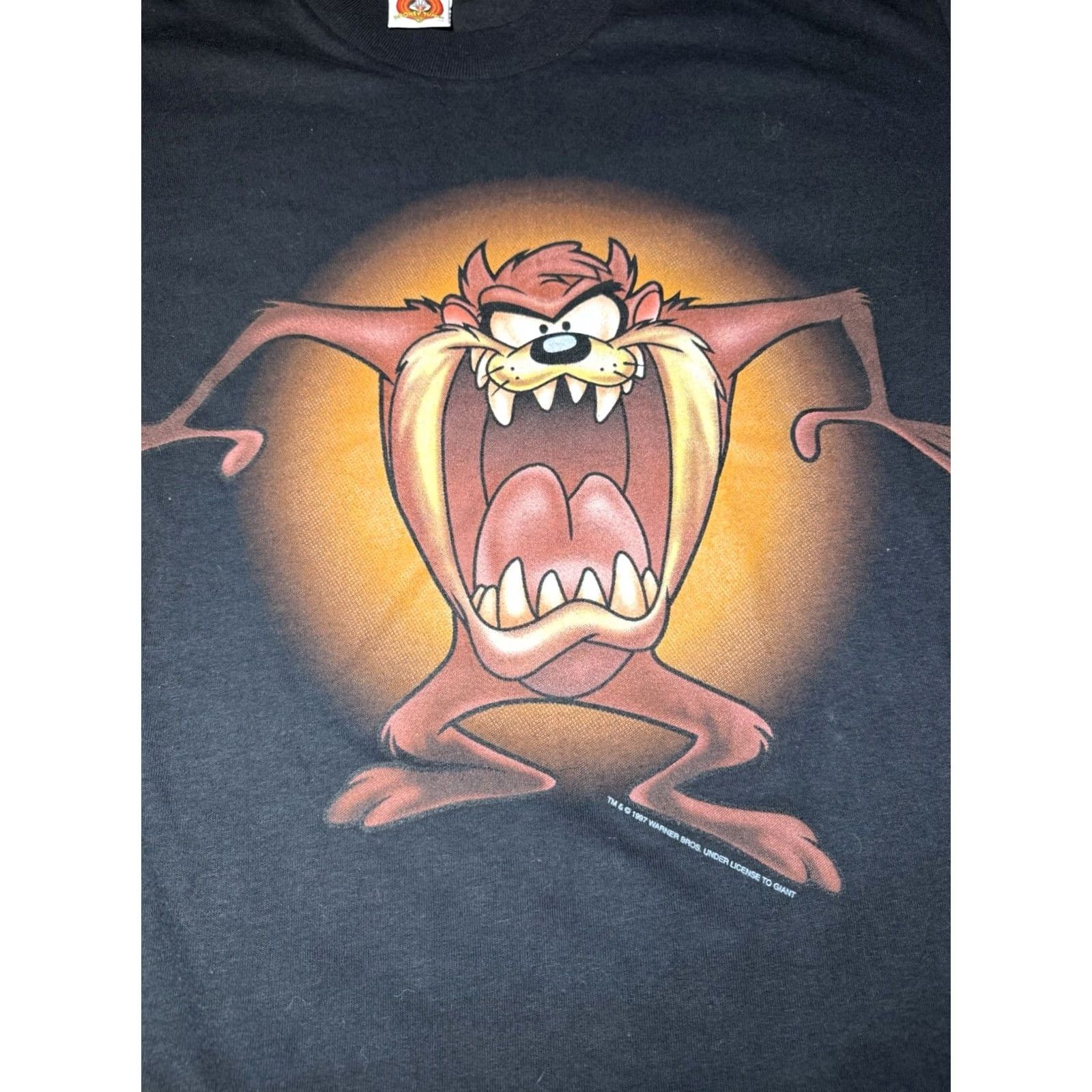 Vintage VINTAGE Looney Tunes Taz Tasmanian Devil Tee Shirt Jerry Leigh Mens XL Shirt Black 90s Cartoon Graphic Print Crew Neck Short Sleeve Cotton Canvas Size US XL / EU 56 / 4 - 2 Thumbnail