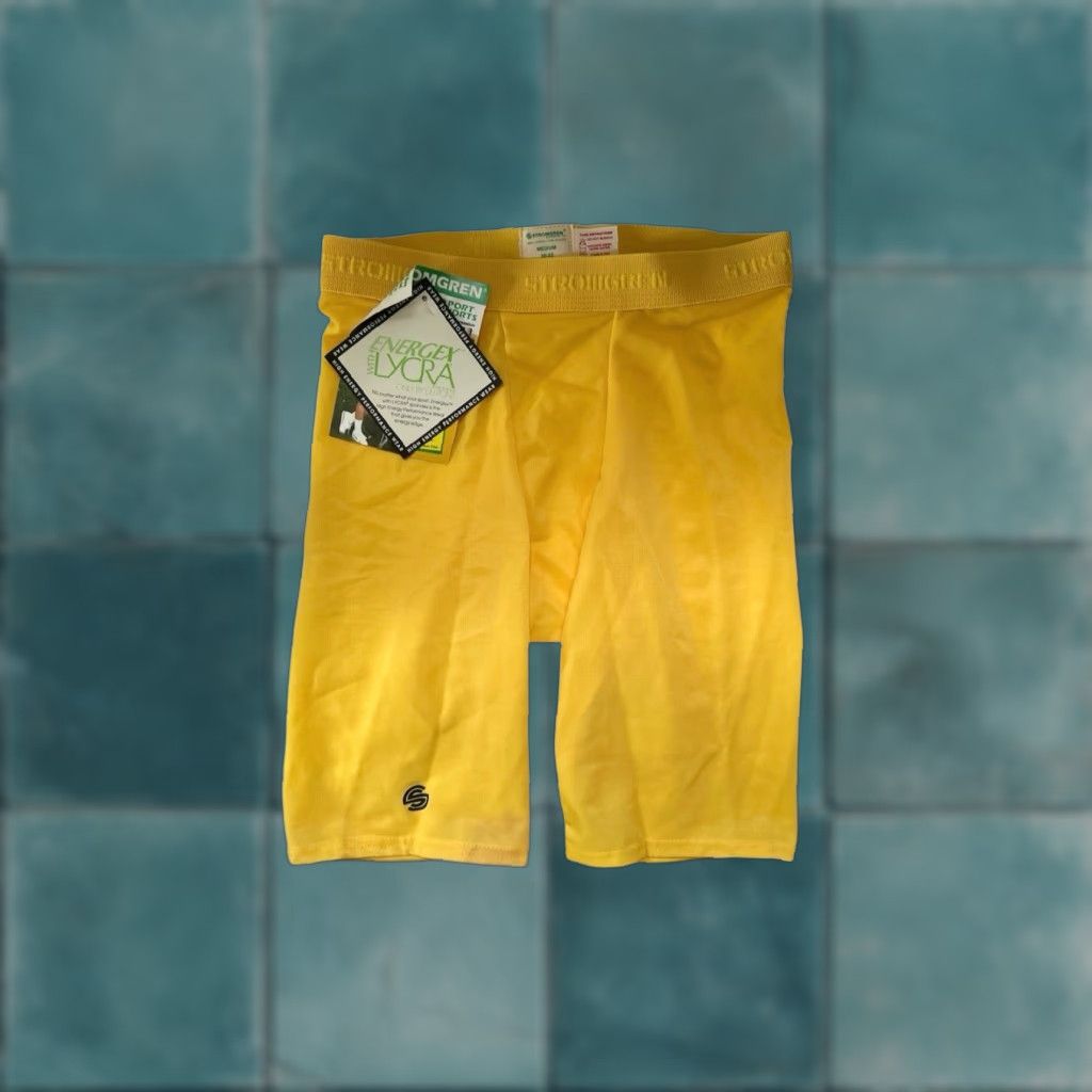 Vintage VINTAGE Stromgren Sport Compression Shorts Mens NWT M Yellow USA 90s Activewear Size US 31 - 1 Thumbnail