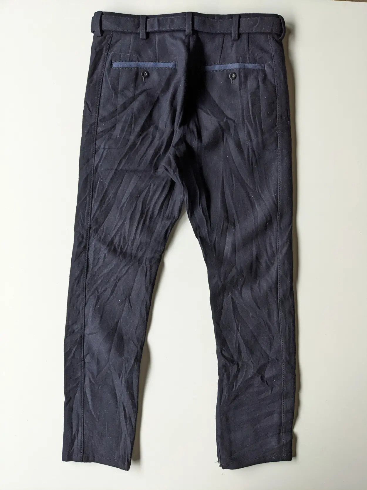 Sacai AW20 Runaway Sacai wool melton pant dark blue Size US 35 - 3 Thumbnail