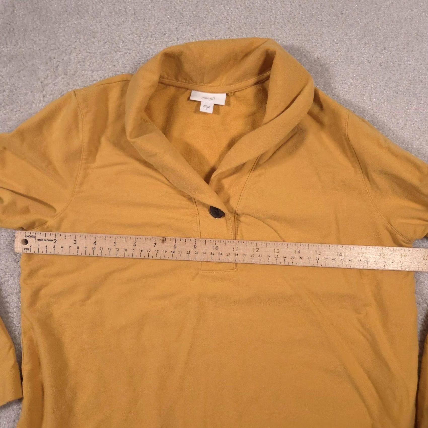 Vintage Pure Jill Shirt Womens M Yellow Cowl Neck Long Sleeve Button Stretch Top Size M / US 6-8 / IT 42-44 - 7 Thumbnail