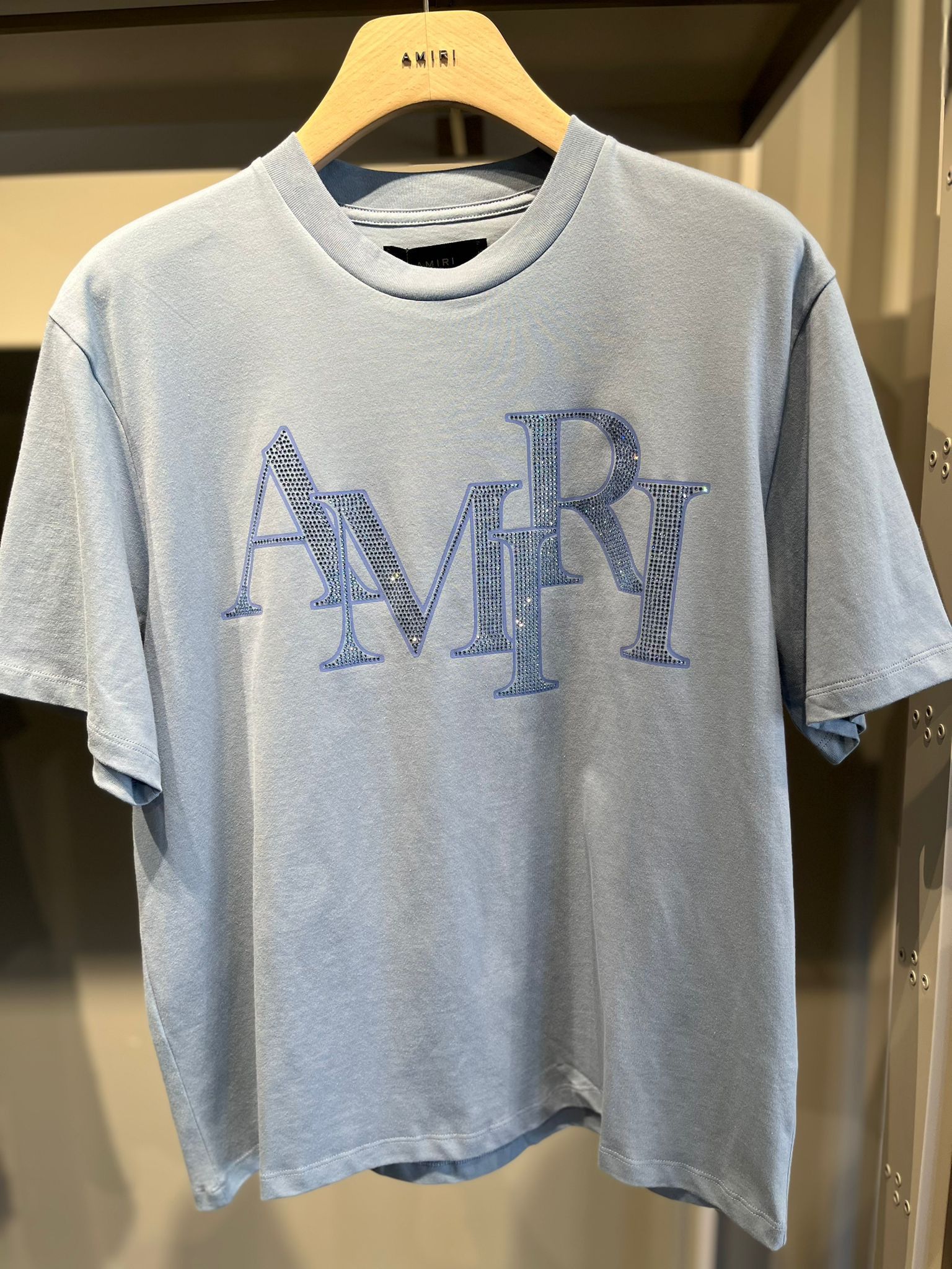 Amiri oc11z0525 Crystal Staggered T-Shirt in Ashley Blue | Grailed